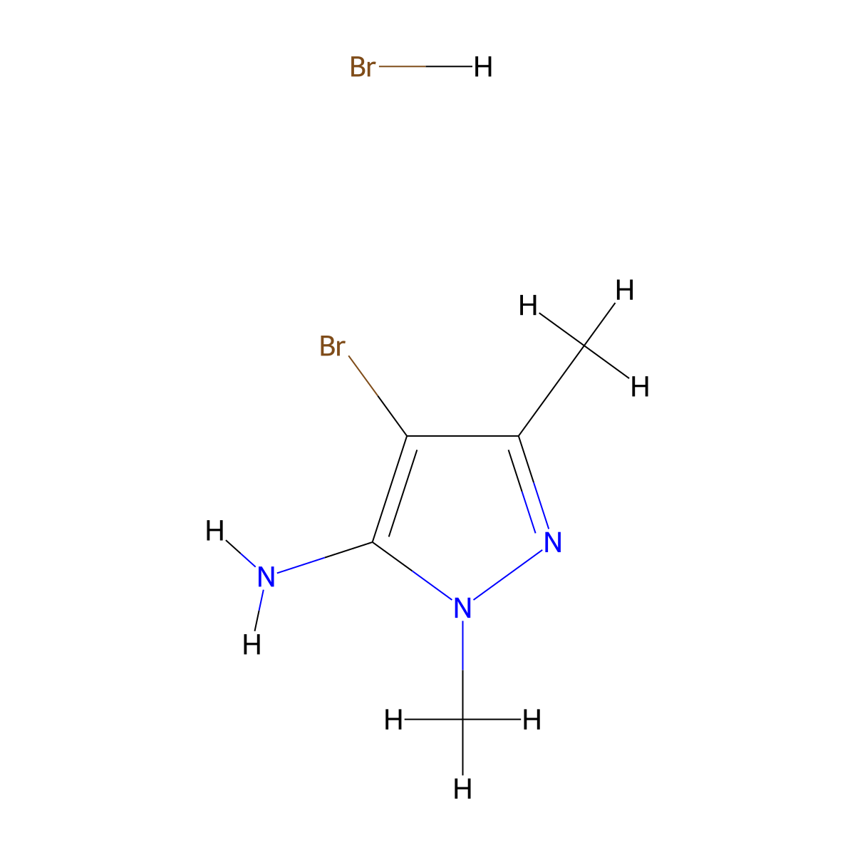 4-bromo-1,3-dimethyl-1H-pyrazol-5-amine hydrobromide molecular structure, CAS 1431965-46-6
