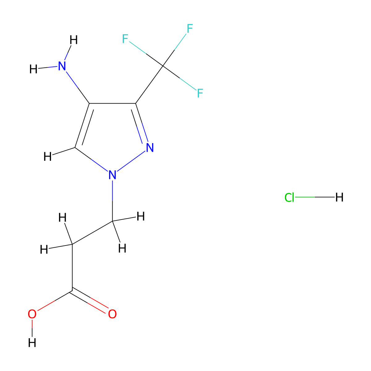 3-[4-Amino-3-(trifluoromethyl)-1H-pyrazol-1-yl]propanoic acid hydrochloride molecular structure, CAS 1431965-48-8