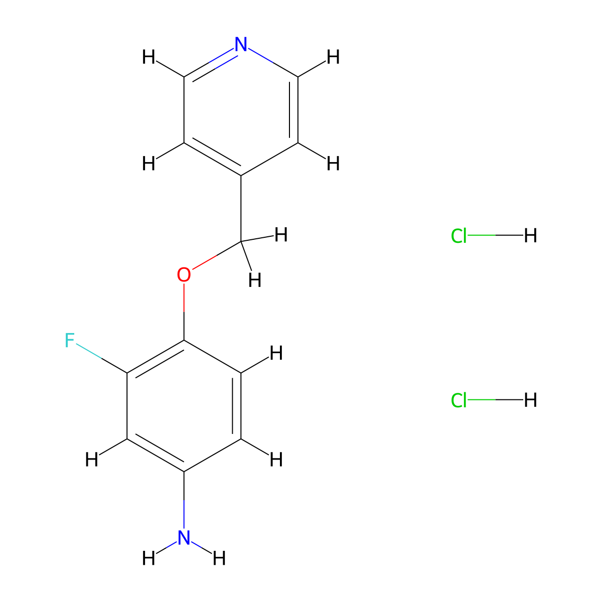 3-Fluoro-4-(pyridin-4-ylmethoxy)aniline dihydrochloride molecular structure, CAS 1431965-50-2