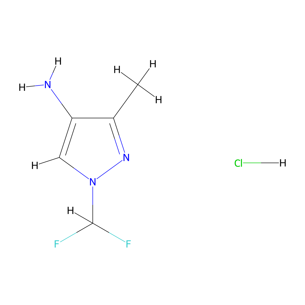 1-(difluoromethyl)-3-methyl-1H-pyrazol-4-amine hydrochloride molecular structure, CAS 1431965-72-8