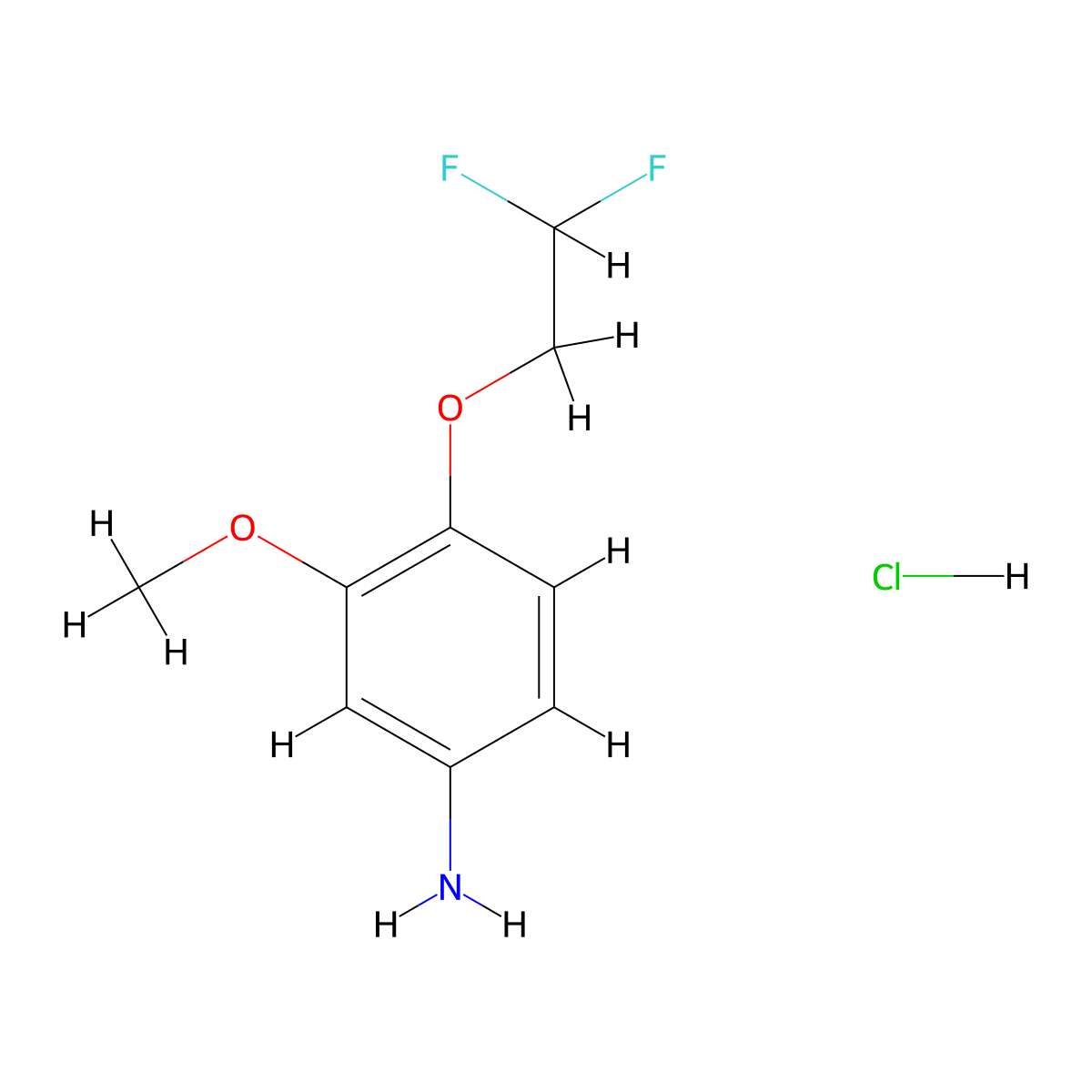 4-(2,2-Difluoroethoxy)-3-methoxyaniline hydrochloride molecular structure, CAS 1431965-74-0
