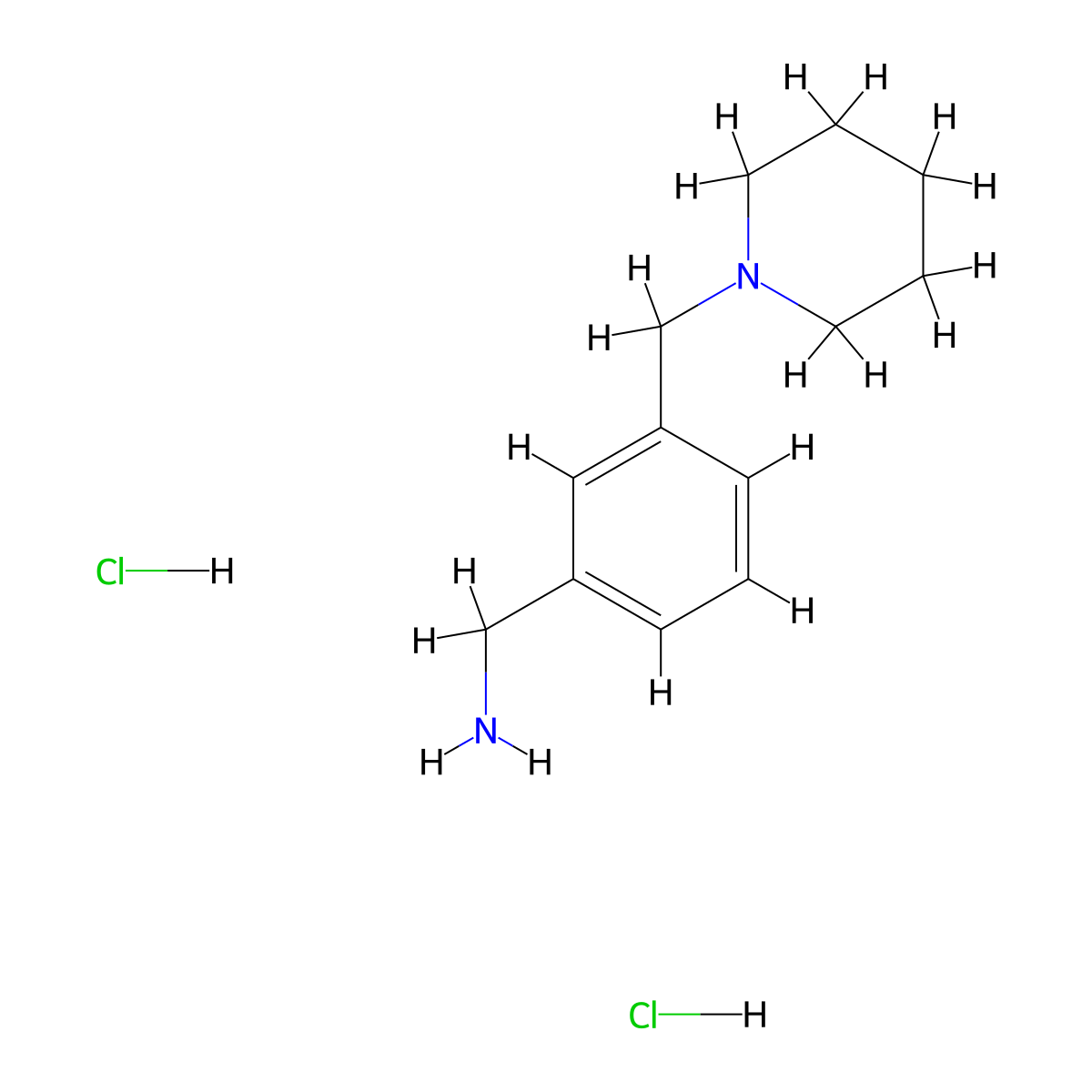 {3-[(Piperidin-1-yl)methyl]phenyl}methanamine dihydrochloride molecular structure, CAS 1431965-80-8