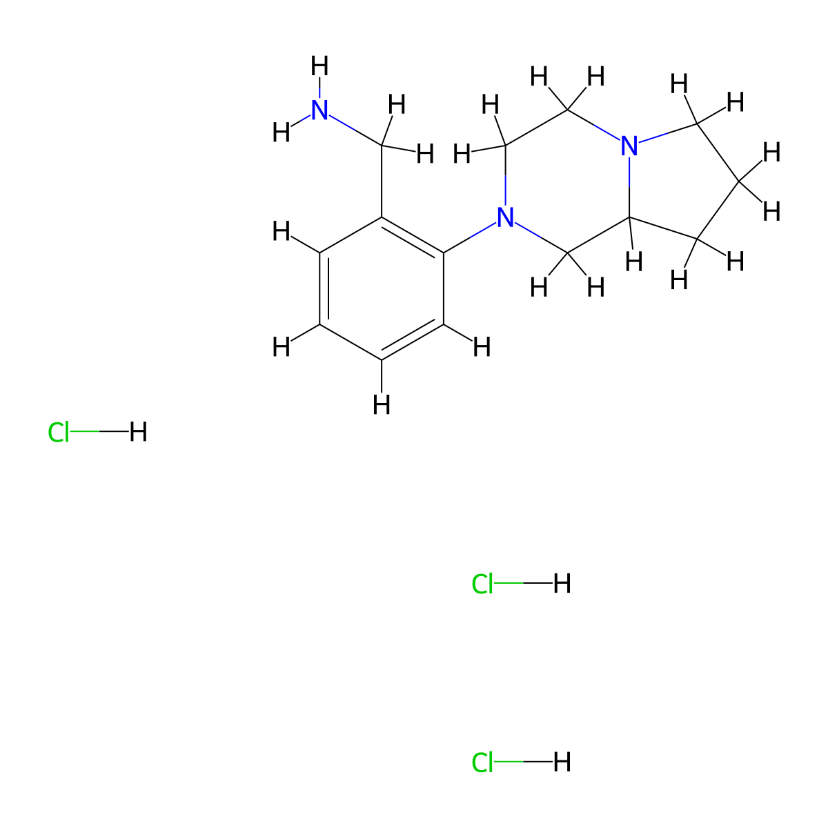 1-(2-Hexahydropyrrolo[1,2-a]pyrazin-2(1H)-ylphenyl)methanamine trihydrochloride molecular structure, CAS 1431965-81-9