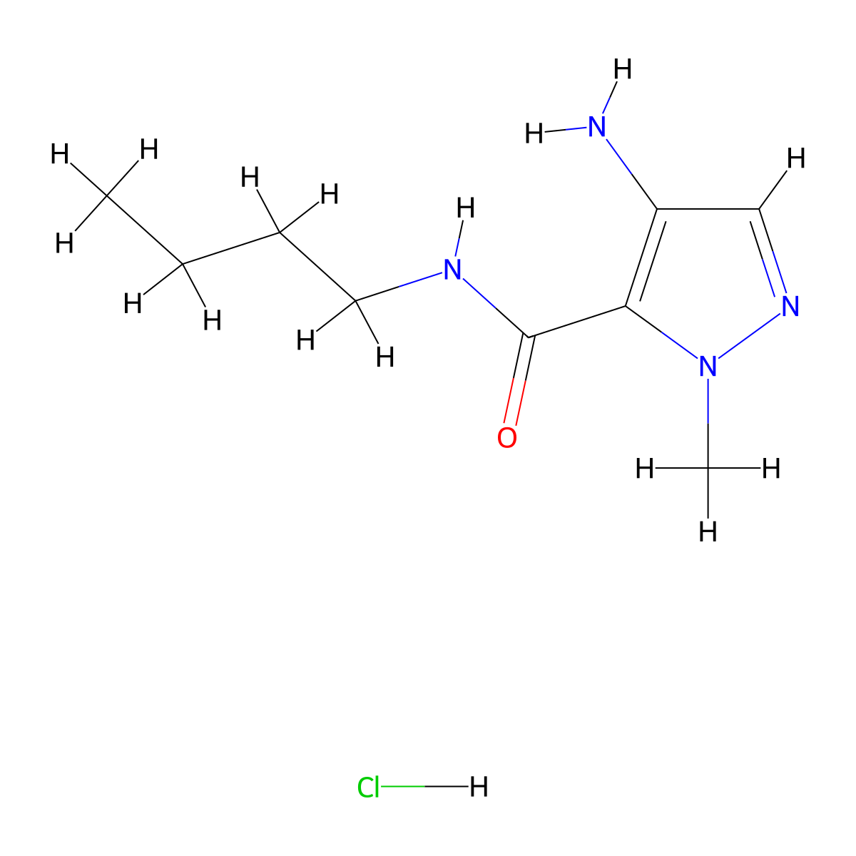 4-Amino-N-butyl-1-methyl-1H-pyrazole-5-carboxamide hydrochloride molecular structure, CAS 1431965-83-1