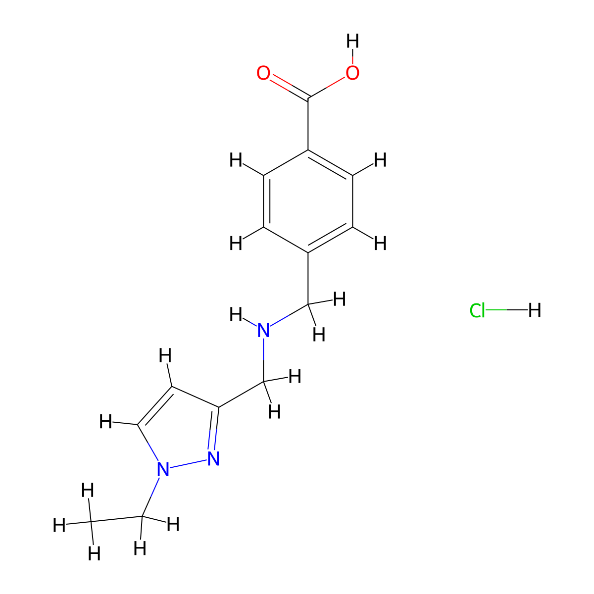 4-(([(1-Ethyl-1H-pyrazol-3-yl)methyl]amino)methyl)benzoic acid hydrochloride molecular structure, CAS 1431965-84-2