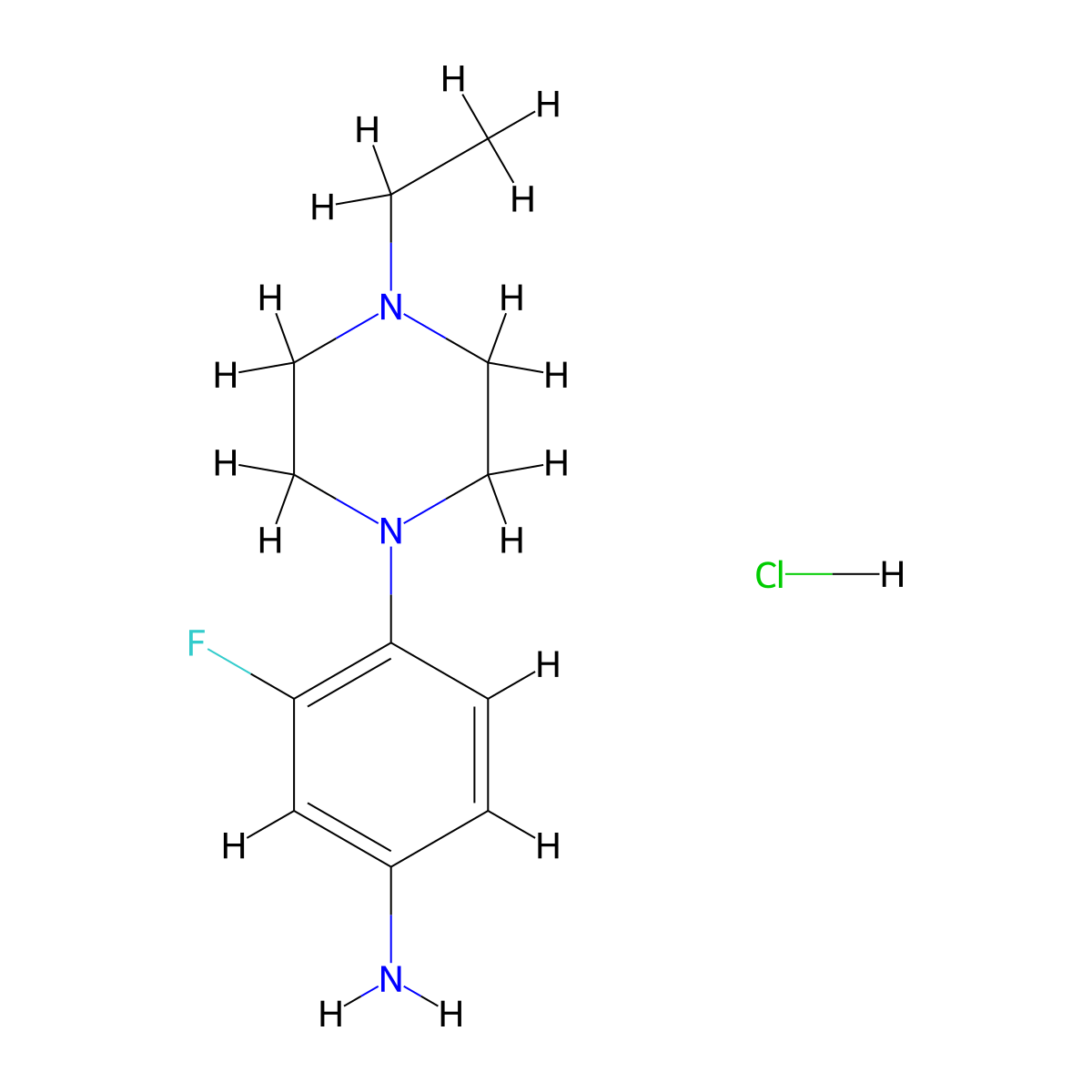 4-(4-Ethylpiperazin-1-yl)-3-fluoroaniline hydrochloride molecular structure, CAS 1431965-94-4