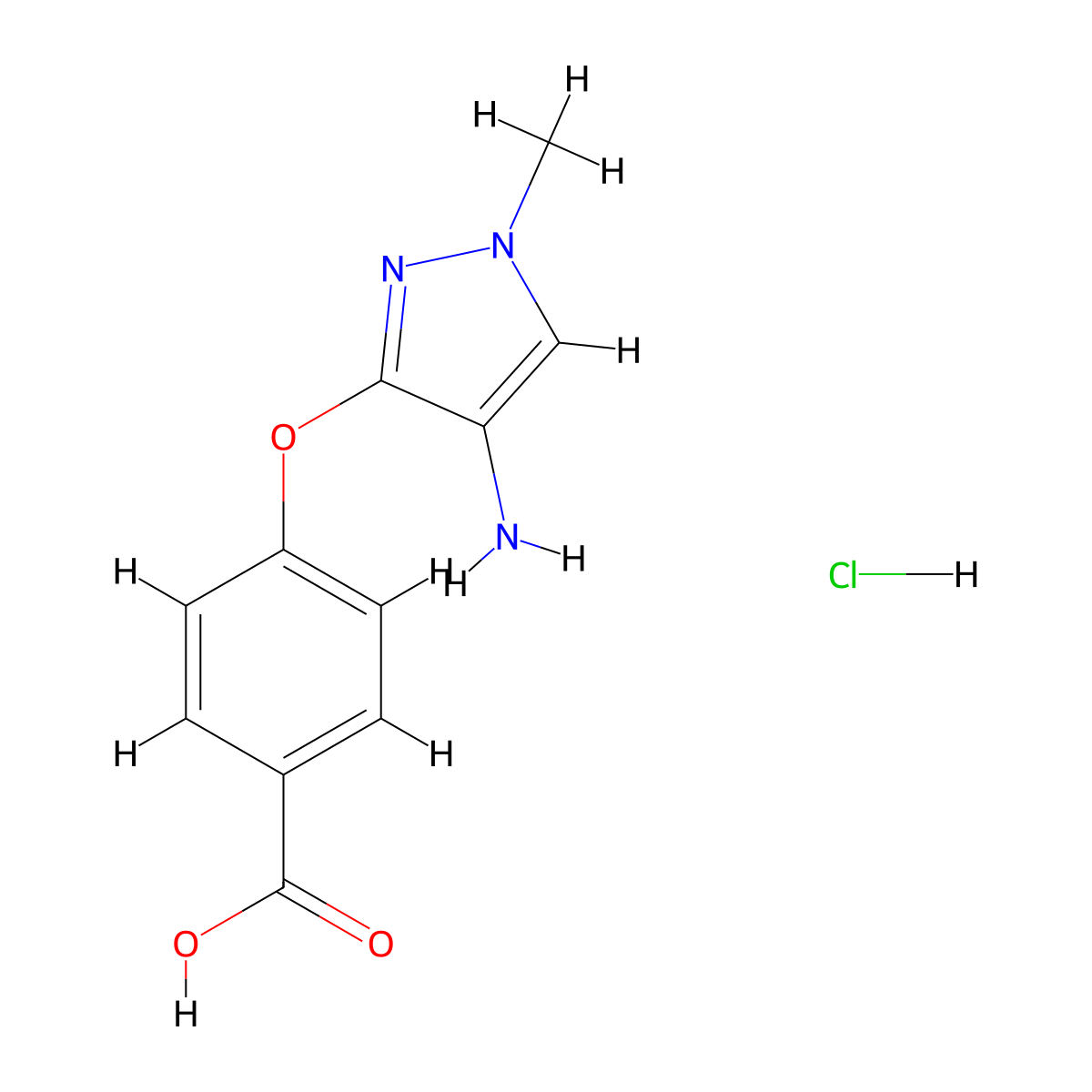 4-[(4-Amino-1-methyl-1H-pyrazol-3-yl)oxy]benzoic acid hydrochloride molecular structure, CAS 1431966-00-5