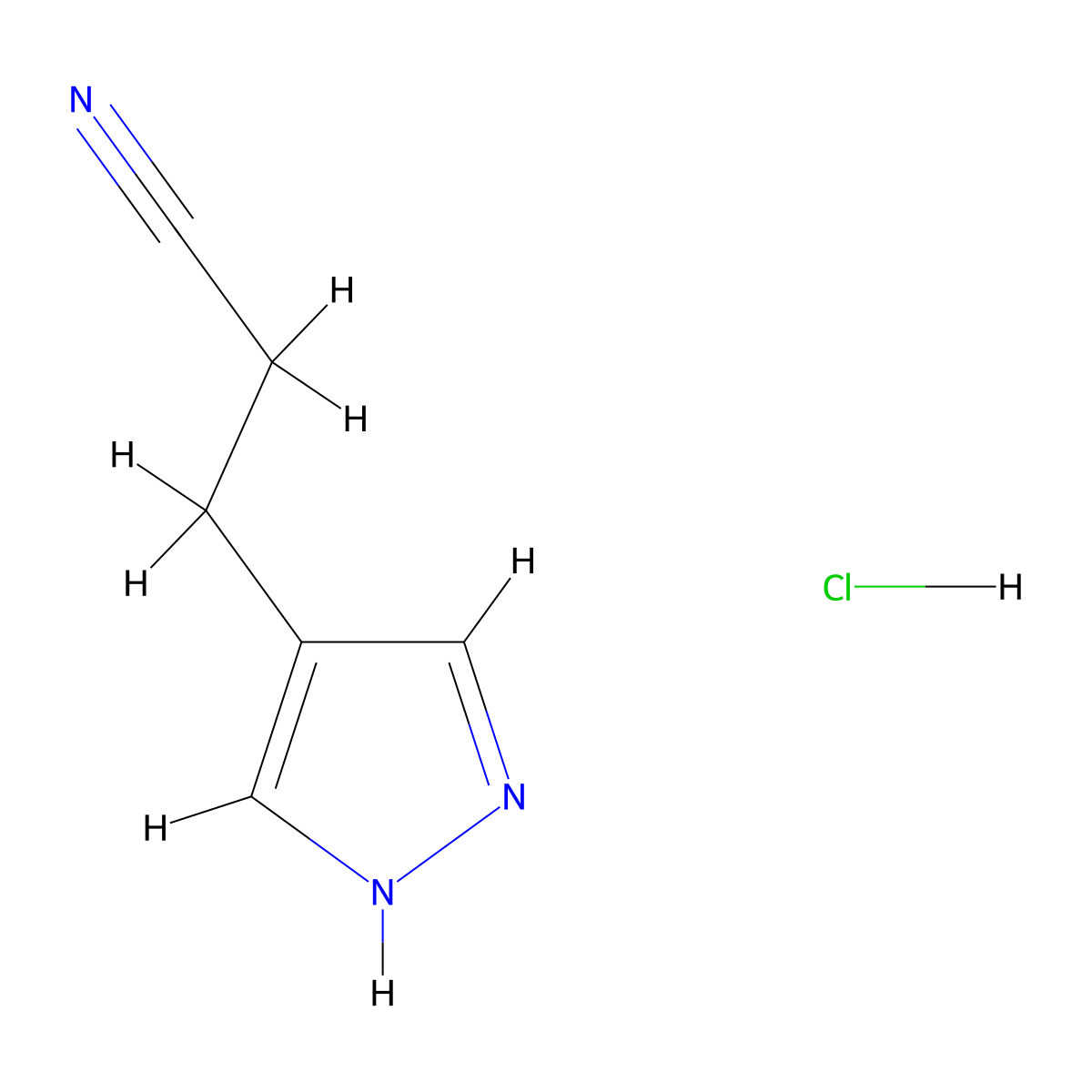 3-(1H-Pyrazol-4-YL)propanenitrile hydrochloride molecular structure, CAS 1431966-04-9