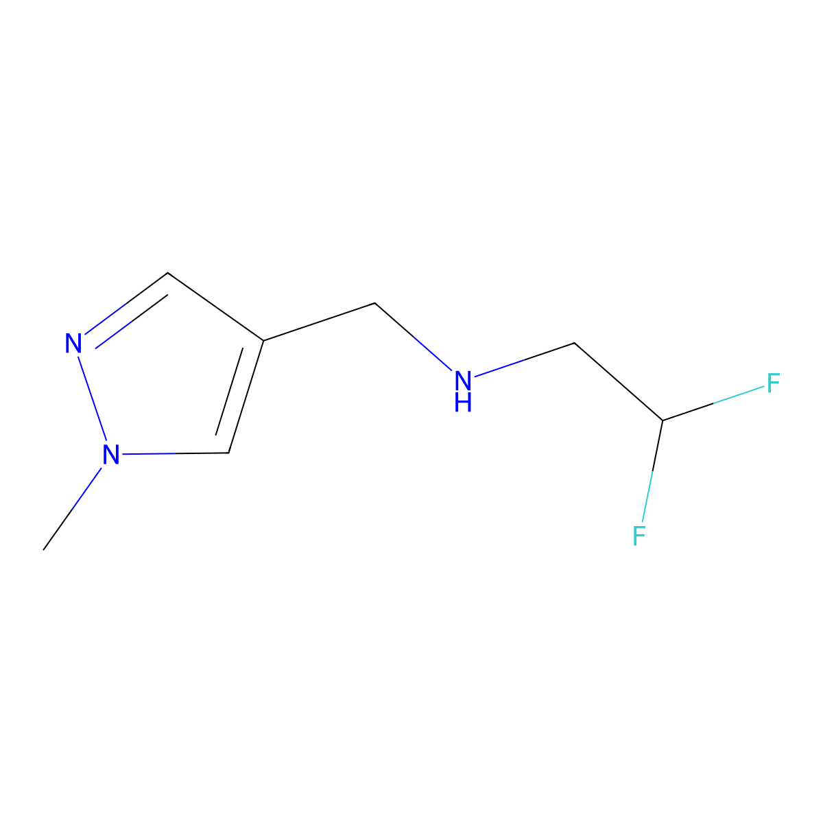 (2,2-Difluoroethyl)[(1-methyl-1H-pyrazol-4-yl)methyl]amine molecular structure, CAS 1431966-07-2