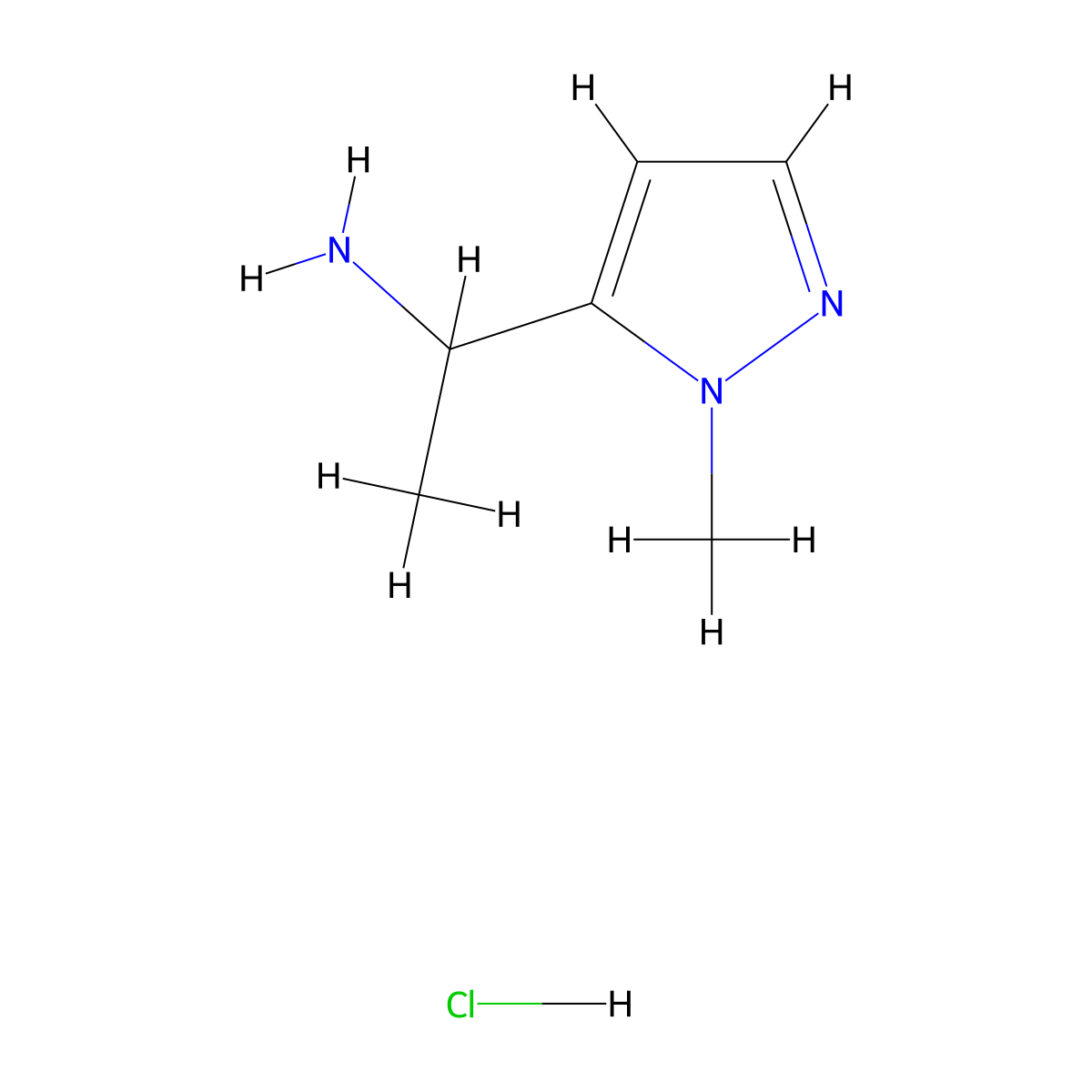 1-(1-Methyl-1H-pyrazol-5-yl)ethan-1-amine hydrochloride molecular structure, CAS 1431966-08-3