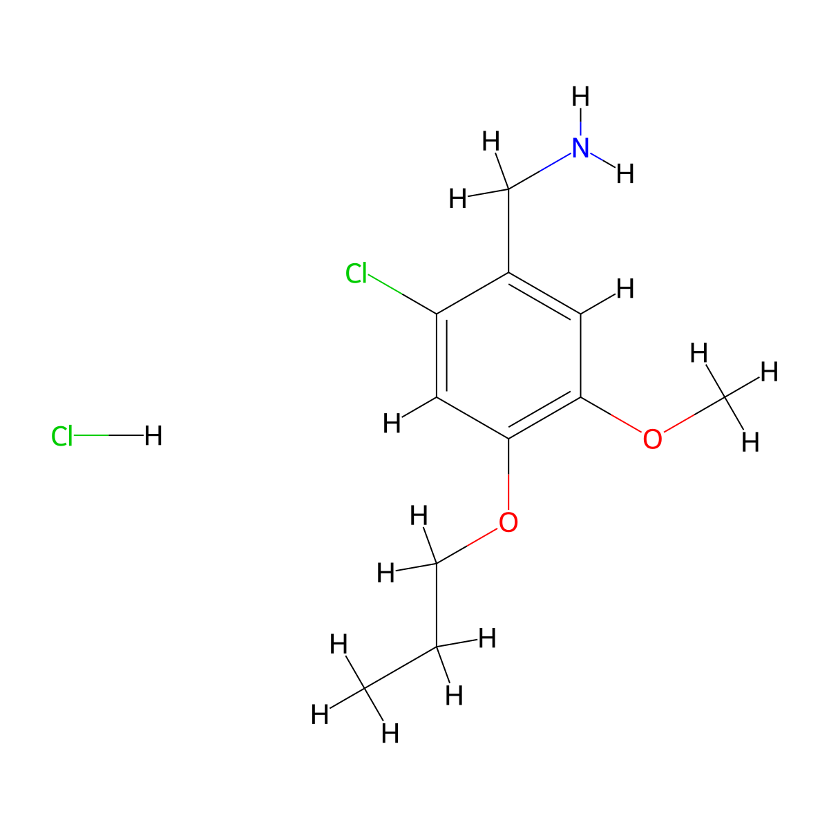 (2-Chloro-5-methoxy-4-propoxyphenyl)methanamine;hydrochloride molecular structure, CAS 1431966-10-7