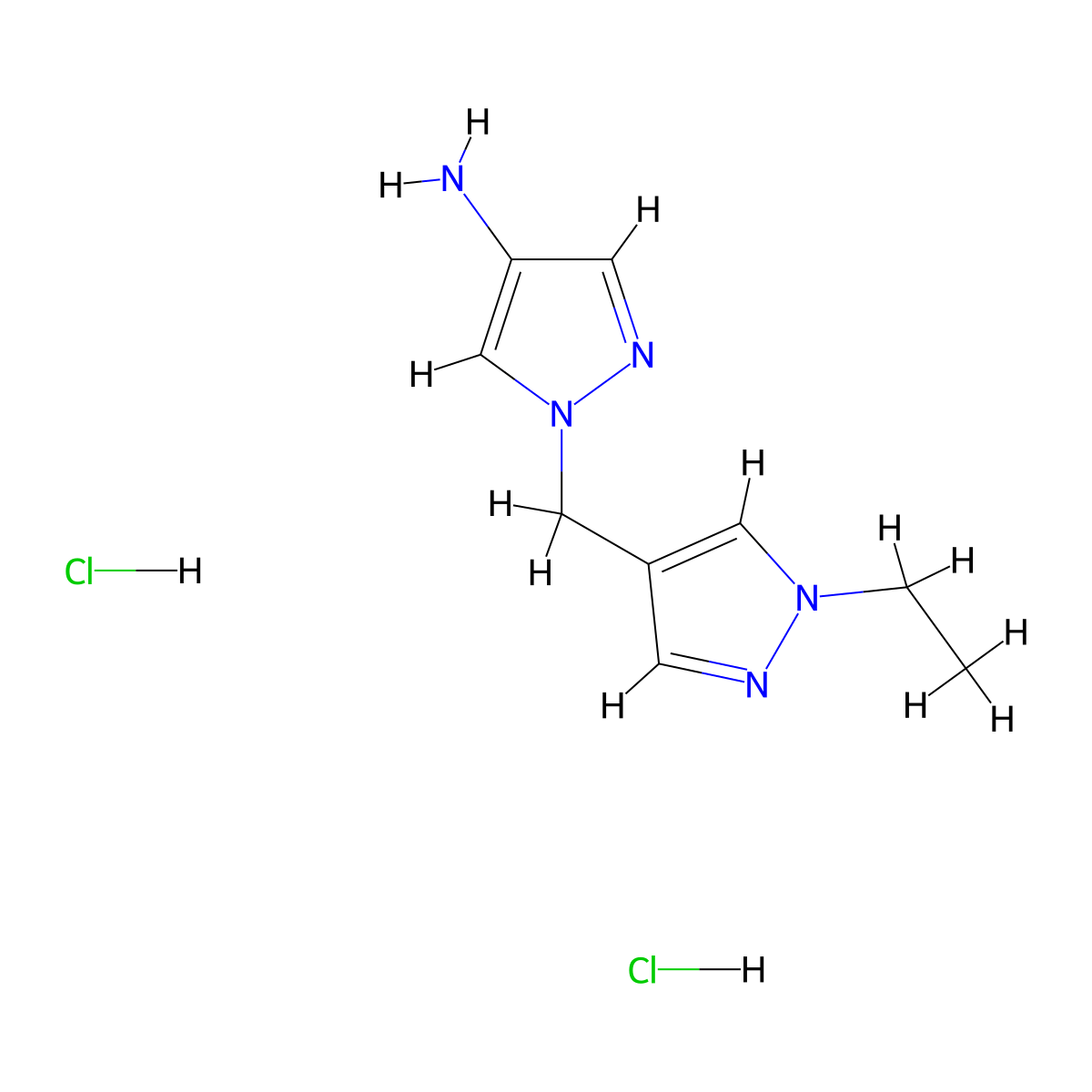 1-[(1-Ethyl-1H-pyrazol-4-yl)methyl]-1H-pyrazol-4-amine dihydrochloride molecular structure, CAS 1431966-11-8
