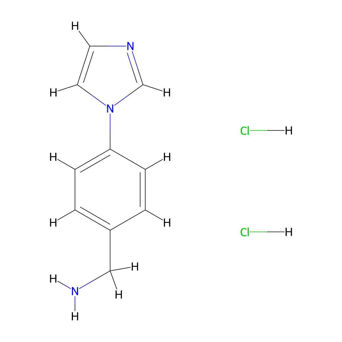 (4-(1H-Imidazol-1-yl)phenyl)methanamine dihydrochloride molecular structure, CAS 1431966-12-9