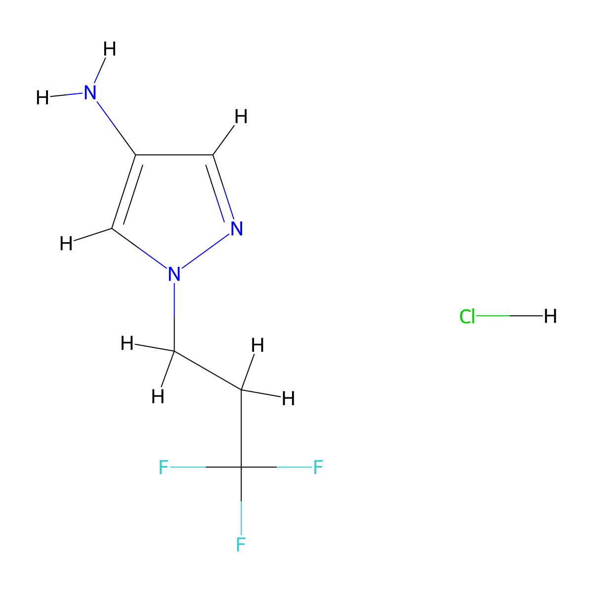 1-(3,3,3-trifluoropropyl)-1H-pyrazol-4-amine hydrochloride molecular structure, CAS 1431966-14-1
