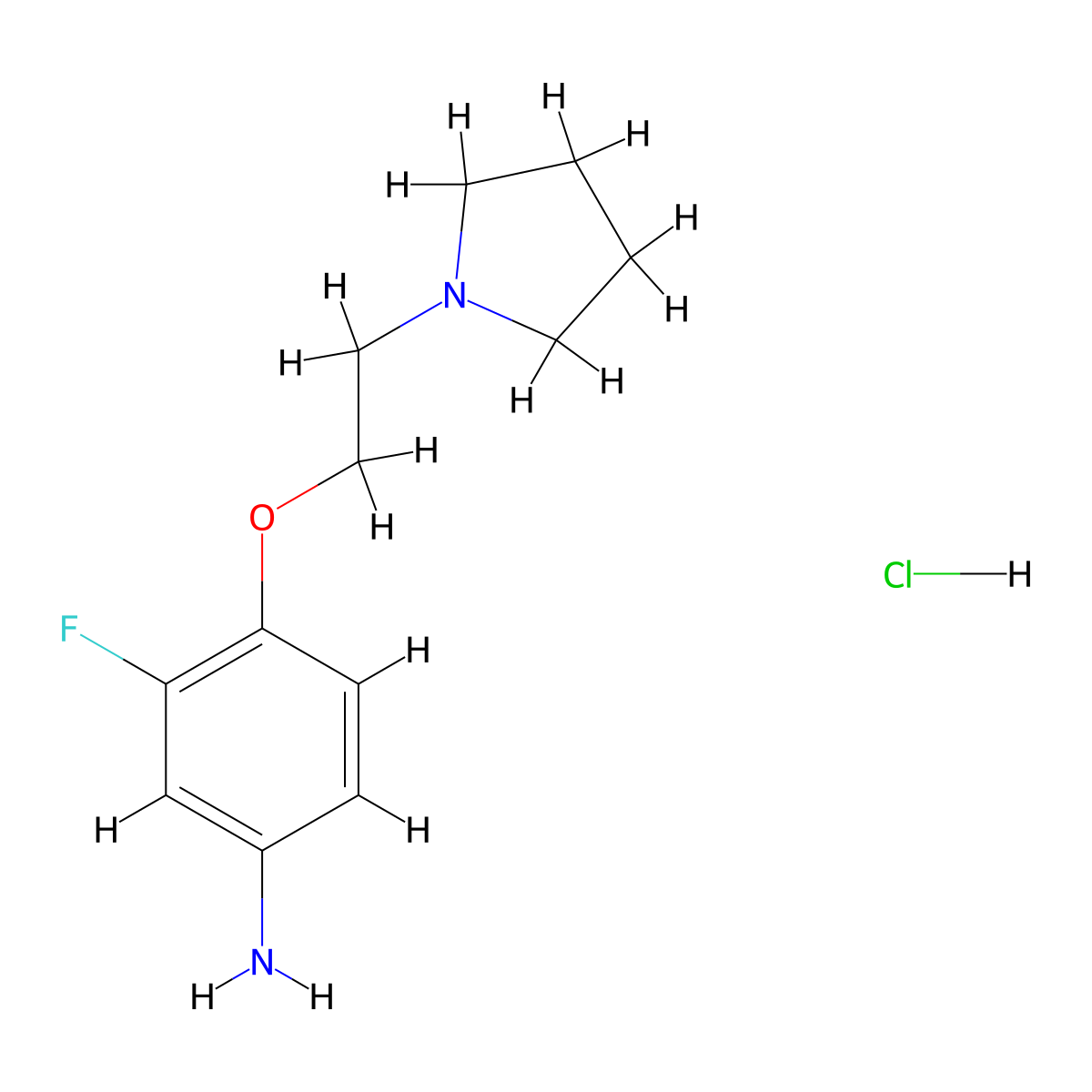 3-Fluoro-4-[2-(pyrrolidin-1-YL)ethoxy]aniline hydrochloride molecular structure, CAS 1431966-18-5