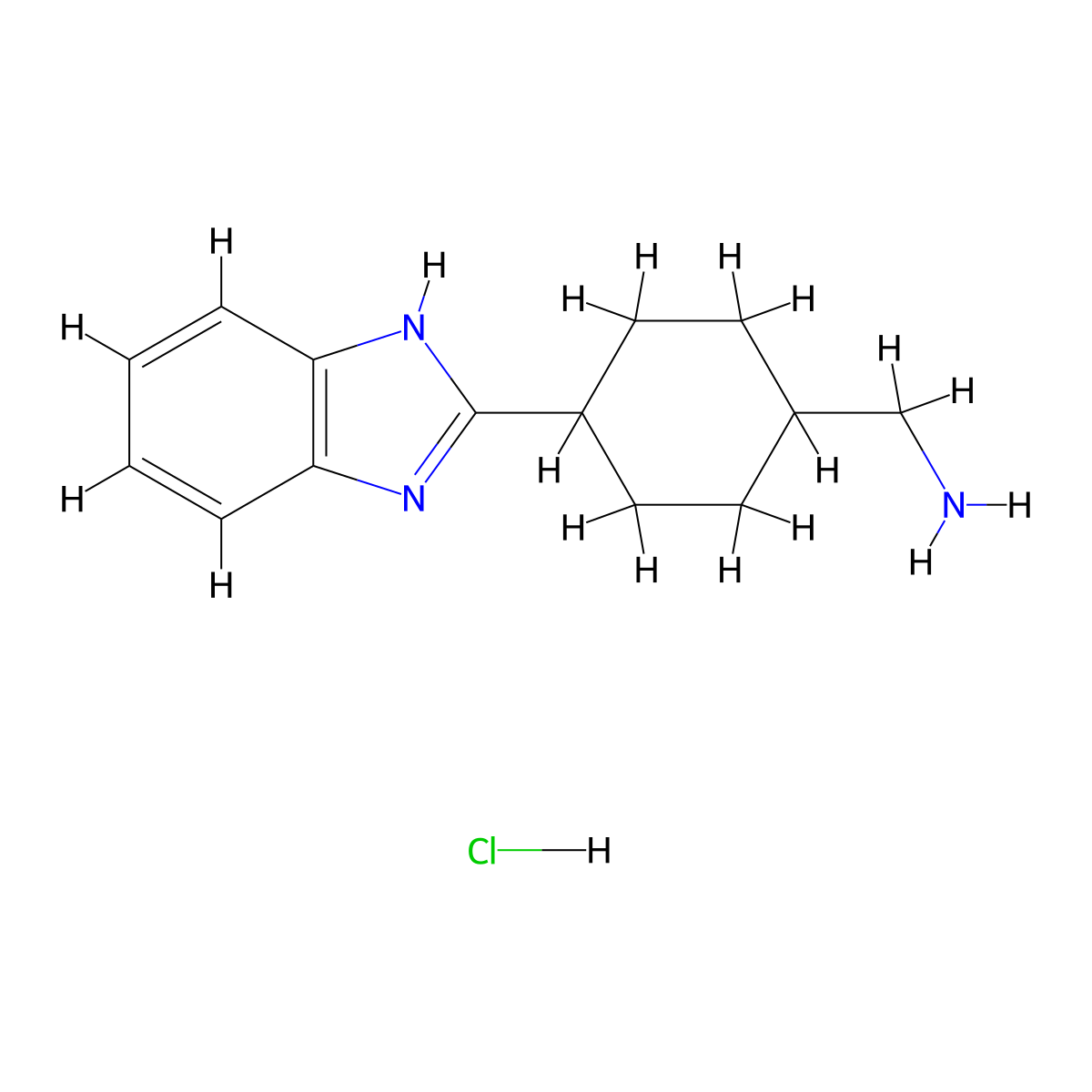 [4-(1H-1,3-benzodiazol-2-yl)cyclohexyl]methanamine hydrochloride molecular structure, CAS 1431966-26-5