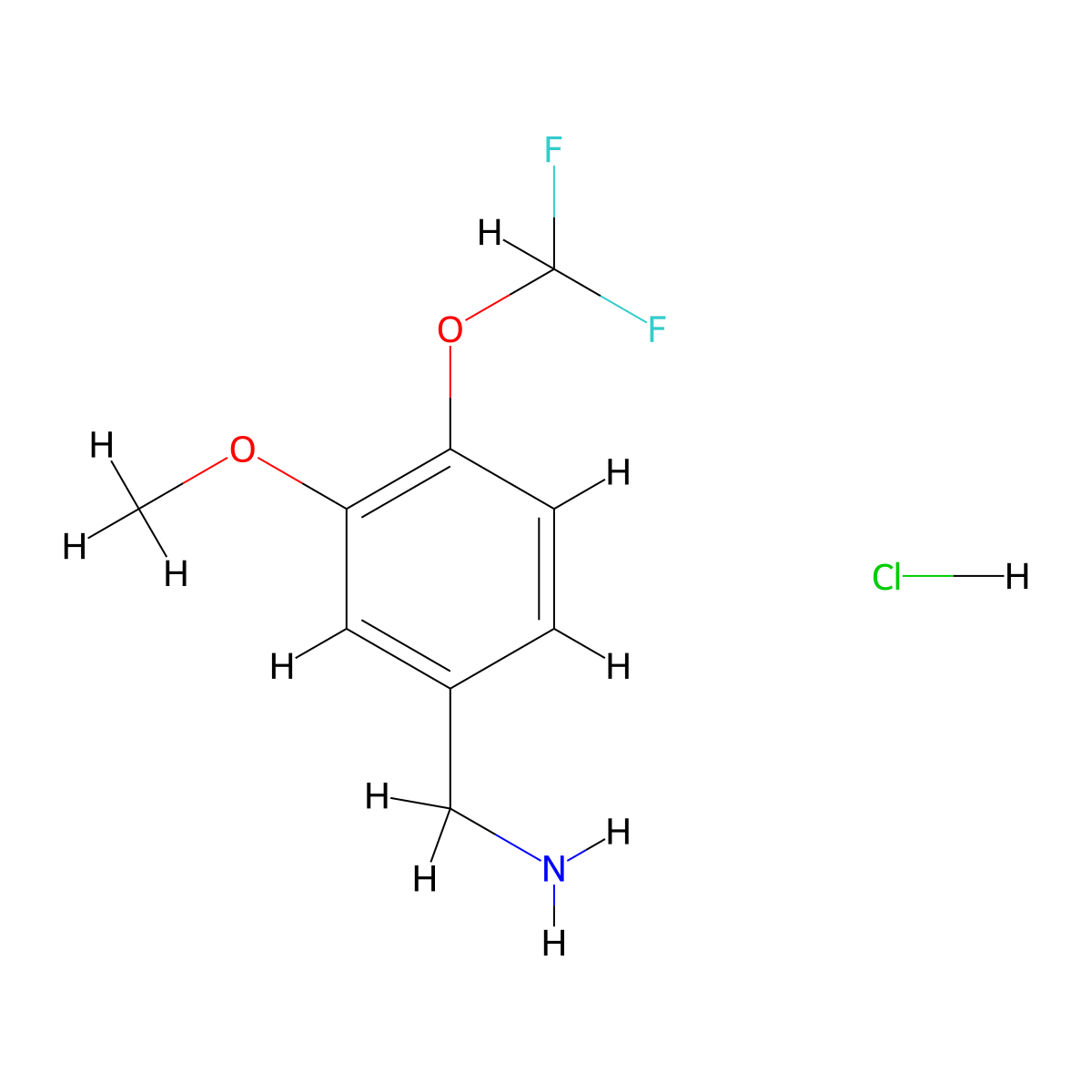 4-Difluoromethoxy-3-methoxybenzylamine hydrochloride molecular structure, CAS 1431966-33-4