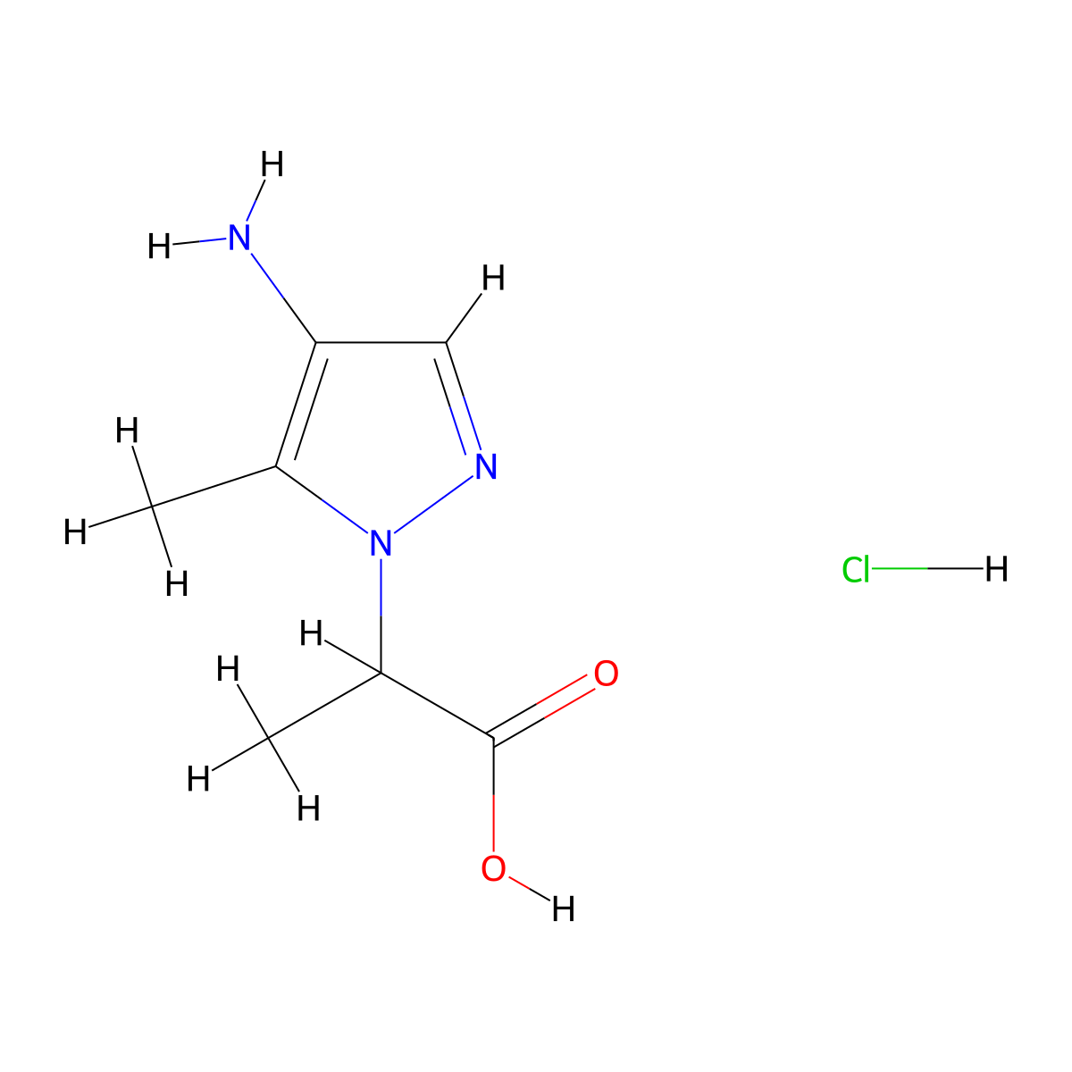 2-(4-Amino-5-methyl-1H-pyrazol-1-yl)propanoic acid hydrochloride molecular structure, CAS 1431966-34-5