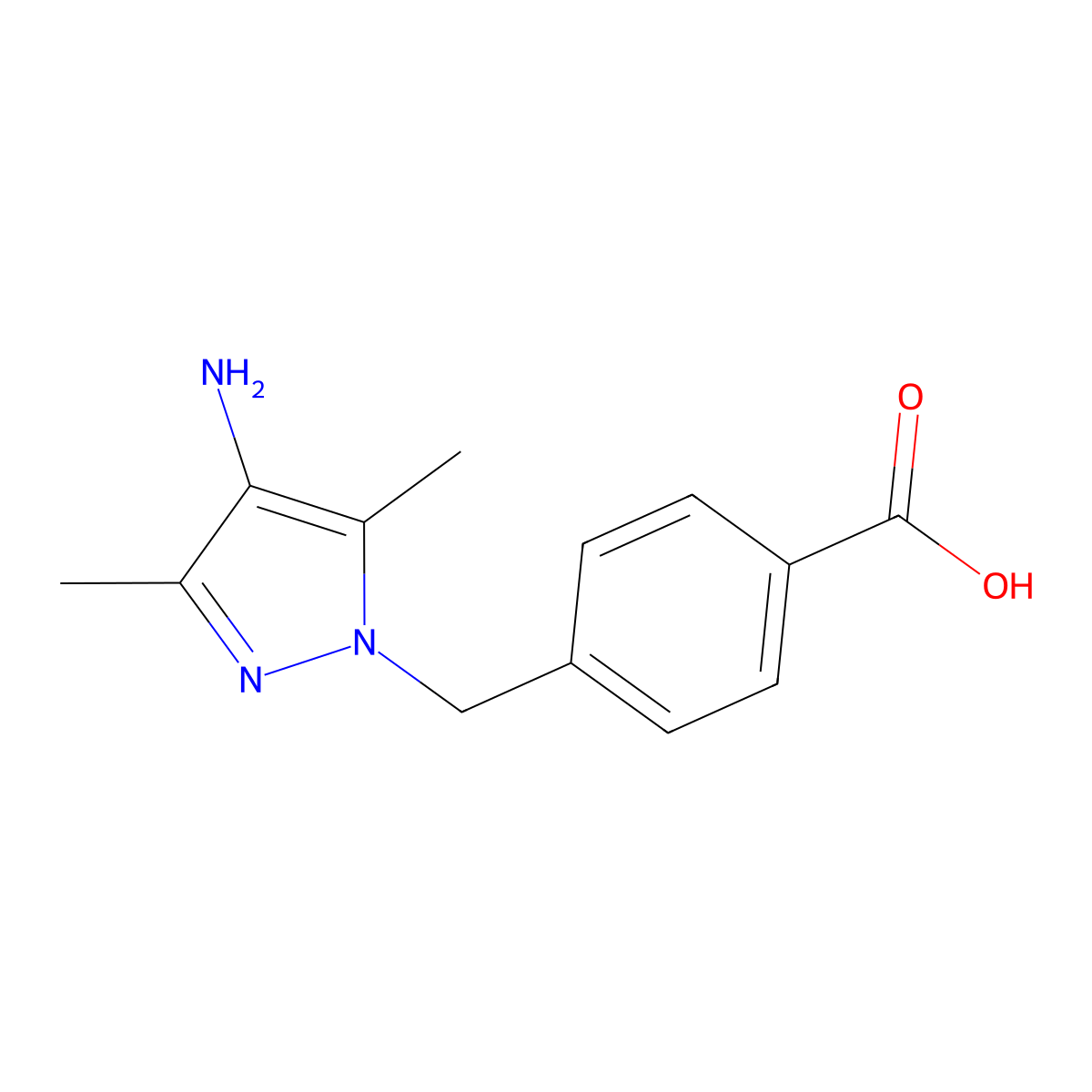 4-[(4-amino-3,5-dimethyl-1H-pyrazol-1-yl)methyl]benzoic acid molecular structure, CAS 1431966-40-3