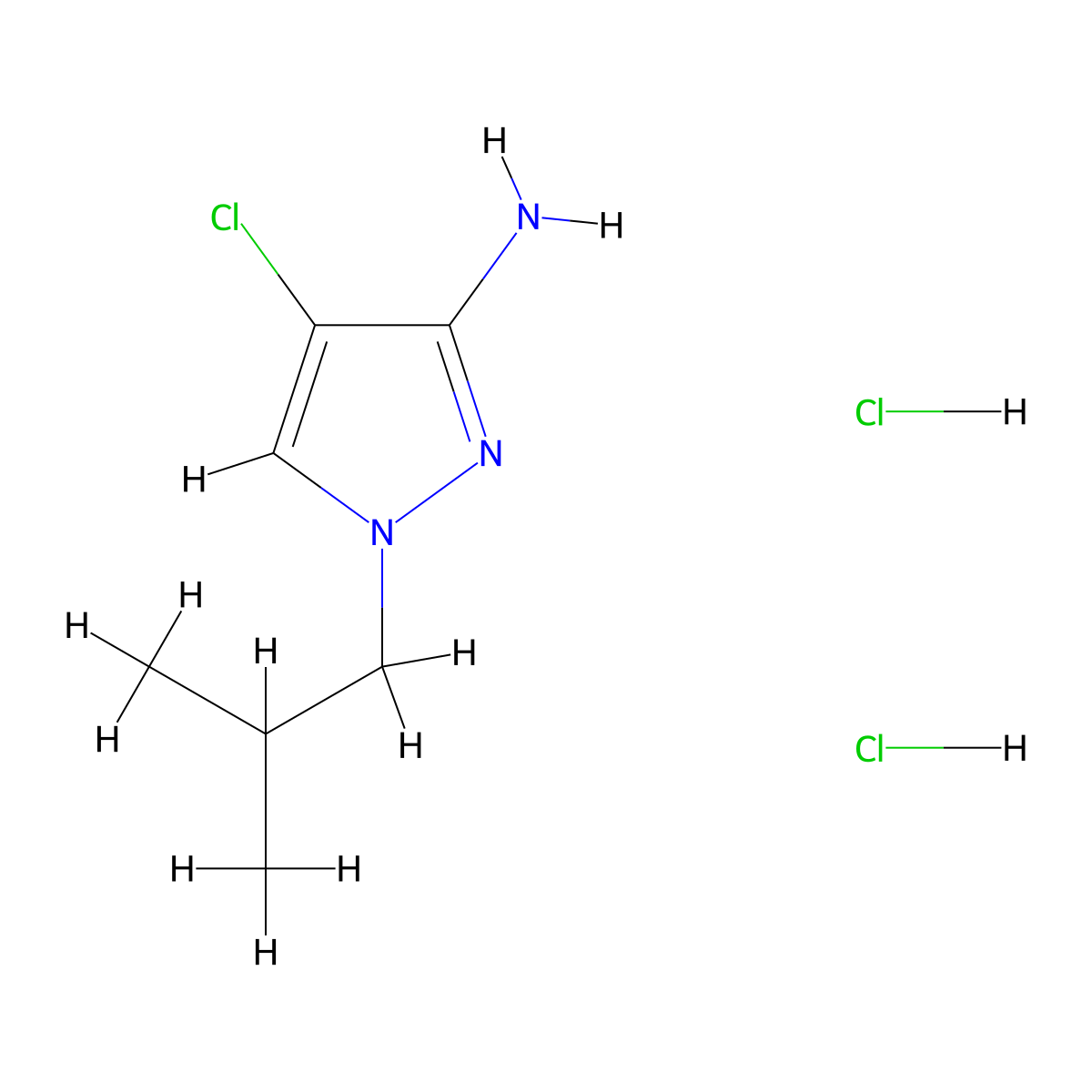 4-Chloro-1-isobutyl-1H-pyrazol-3-amine dihydrochloride molecular structure, CAS 1431966-43-6