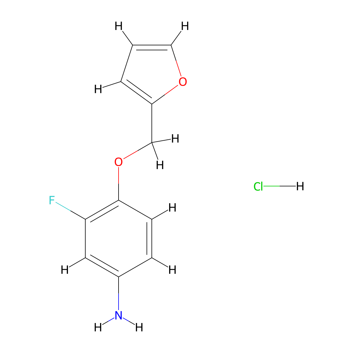 3-Fluoro-4-(furan-2-ylmethoxy)aniline hydrochloride molecular structure, CAS 1431966-44-7
