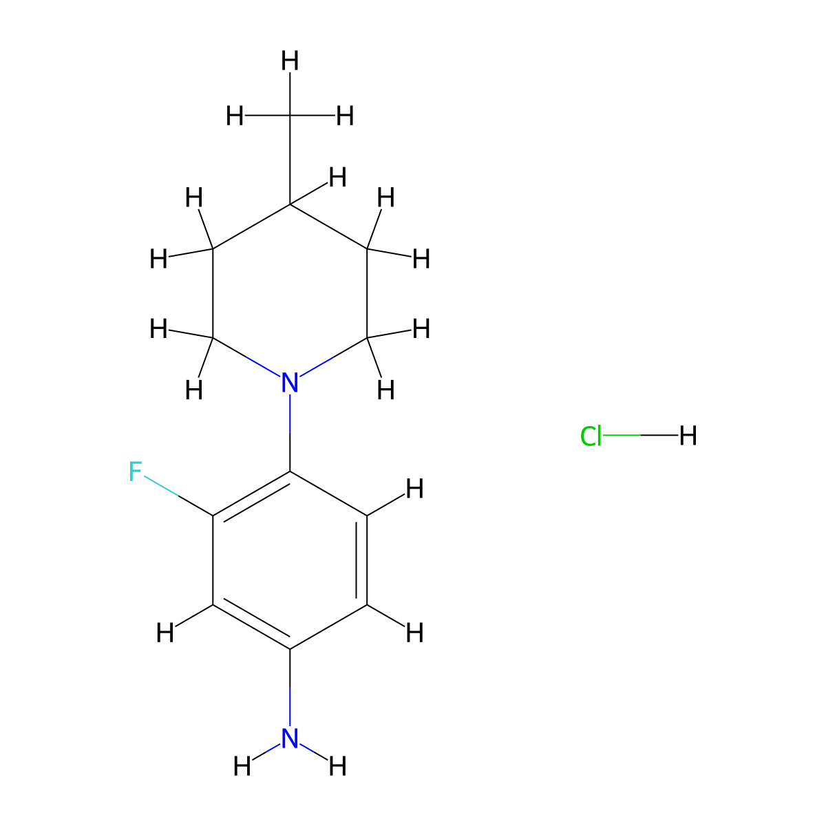 3-Fluoro-4-(4-methylpiperidin-1-yl)aniline hydrochloride molecular structure, CAS 1431966-47-0