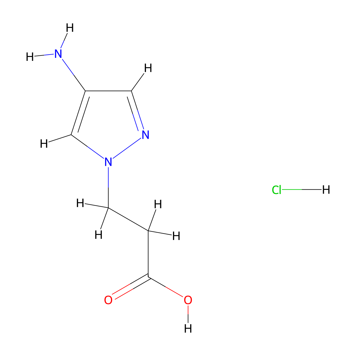 3-(4-amino-1H-pyrazol-1-yl)propanoic acid hydrochloride molecular structure, CAS 1431966-50-5