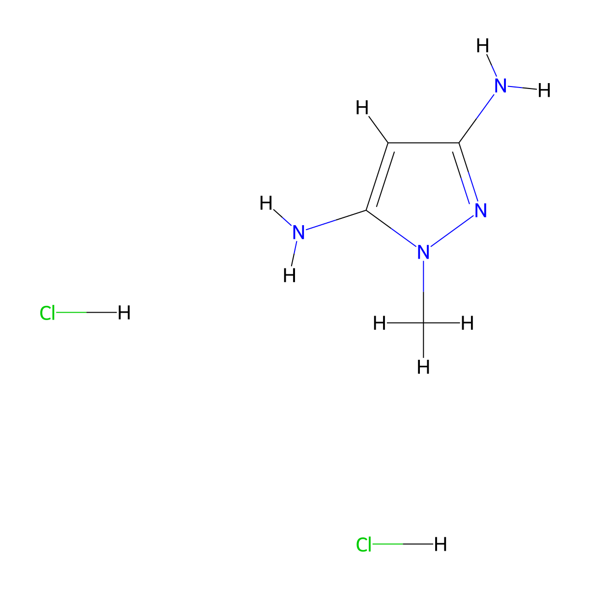 1-Methyl-1H-pyrazole-3,5-diamine dihydrochloride molecular structure, CAS 1431966-52-7