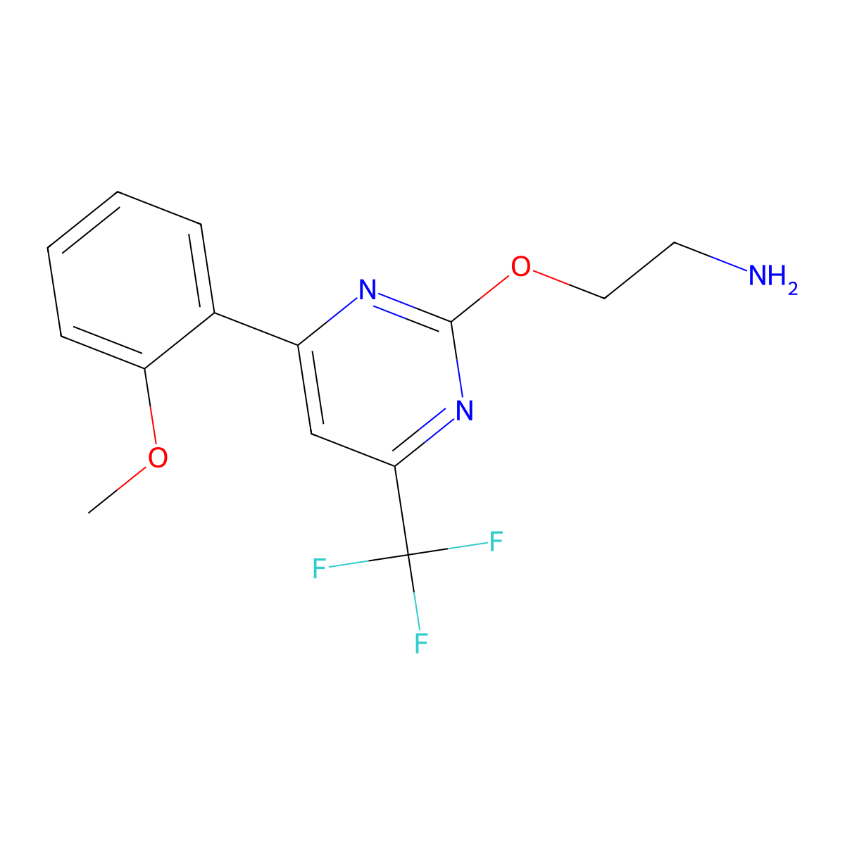 2-((4-(2-Methoxyphenyl)-6-(trifluoromethyl)pyrimidin-2-yl)oxy)ethan-1-amine molecular structure, CAS 1431966-59-4