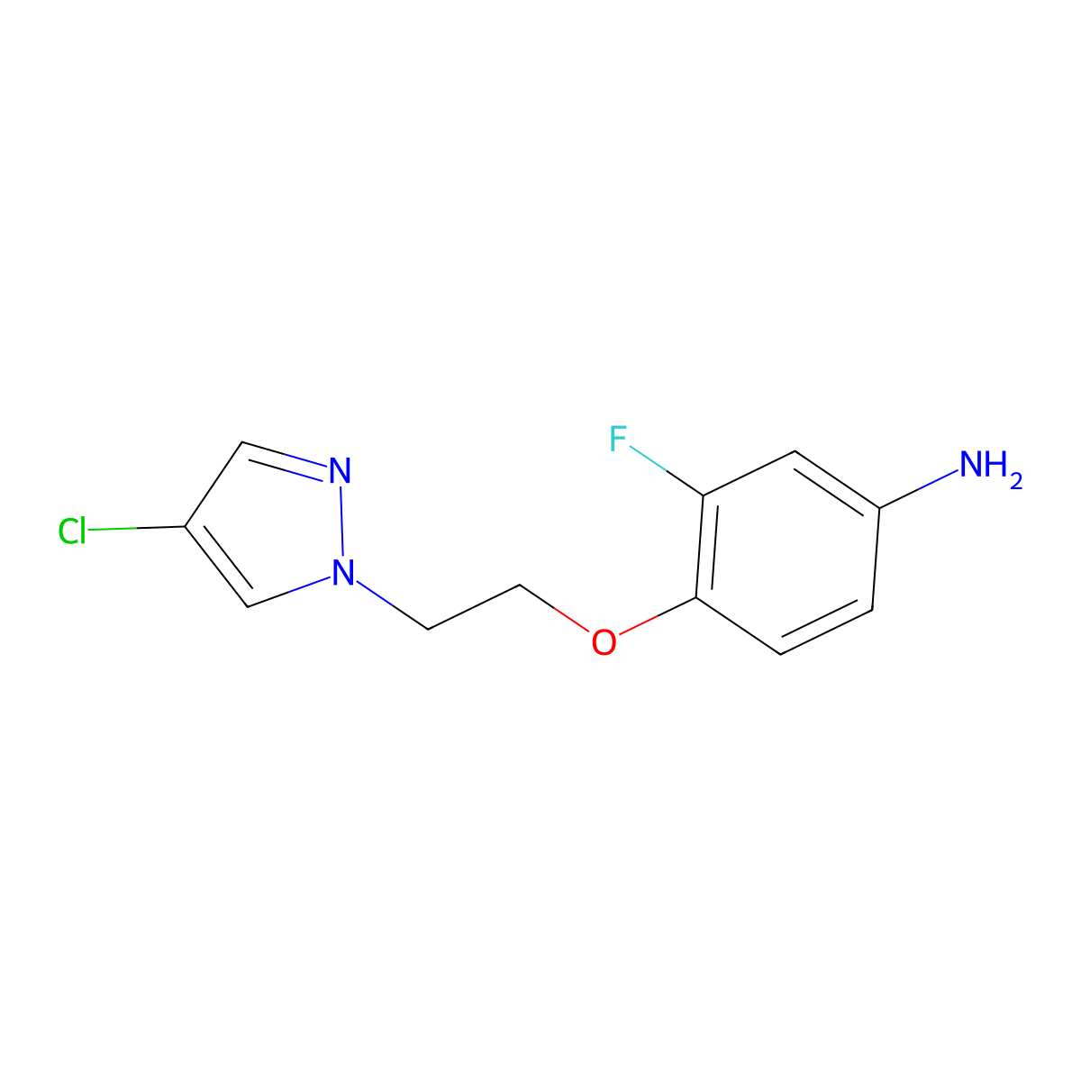4-[2-(4-chloro-1H-pyrazol-1-yl)ethoxy]-3-fluoroaniline molecular structure, CAS 1431966-62-9