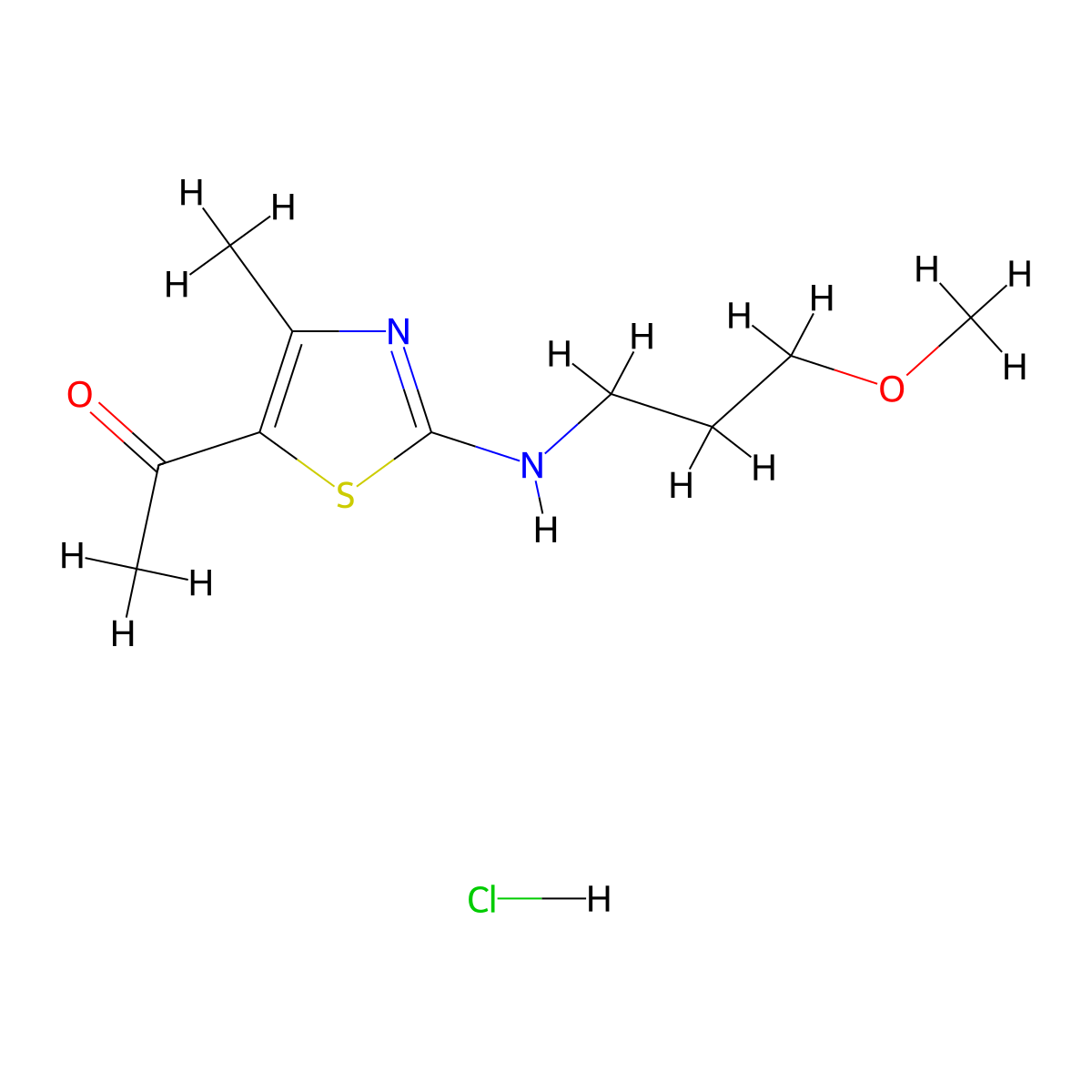 1-{2-[(3-Methoxypropyl)amino]-4-methyl-1,3-thiazol-5-yl}ethan-1-one hydrochloride molecular structure, CAS 1431966-64-1