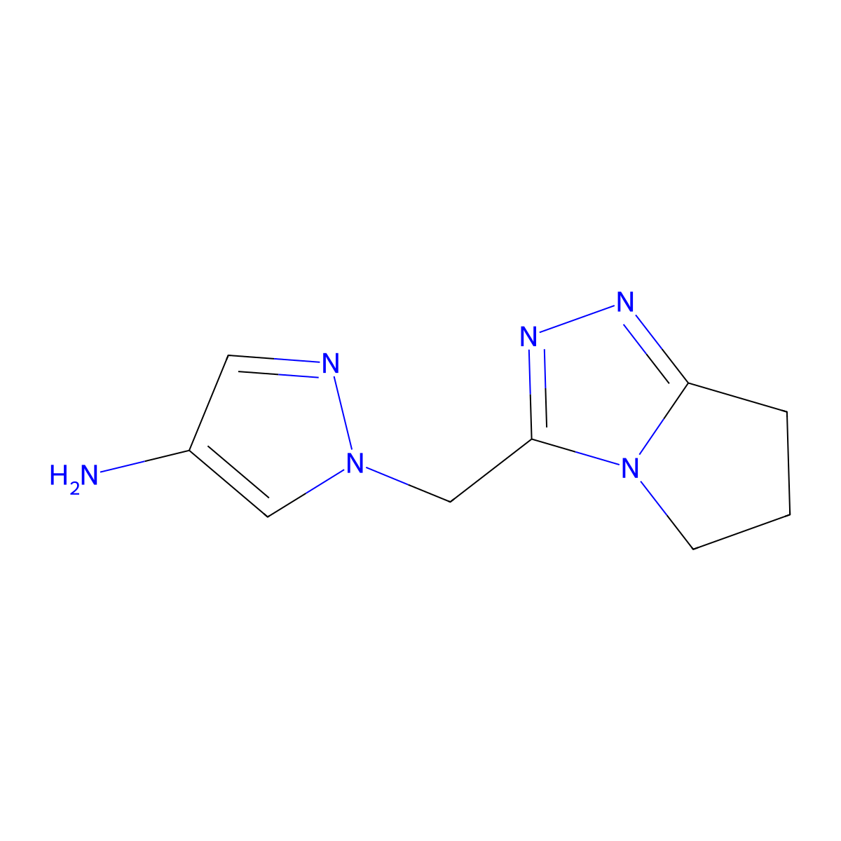 1-(6,7-dihydro-5H-pyrrolo[2,1-c][1,2,4]triazol-3-ylmethyl)-1H-pyrazol-4-amine molecular structure, CAS 1431966-65-2