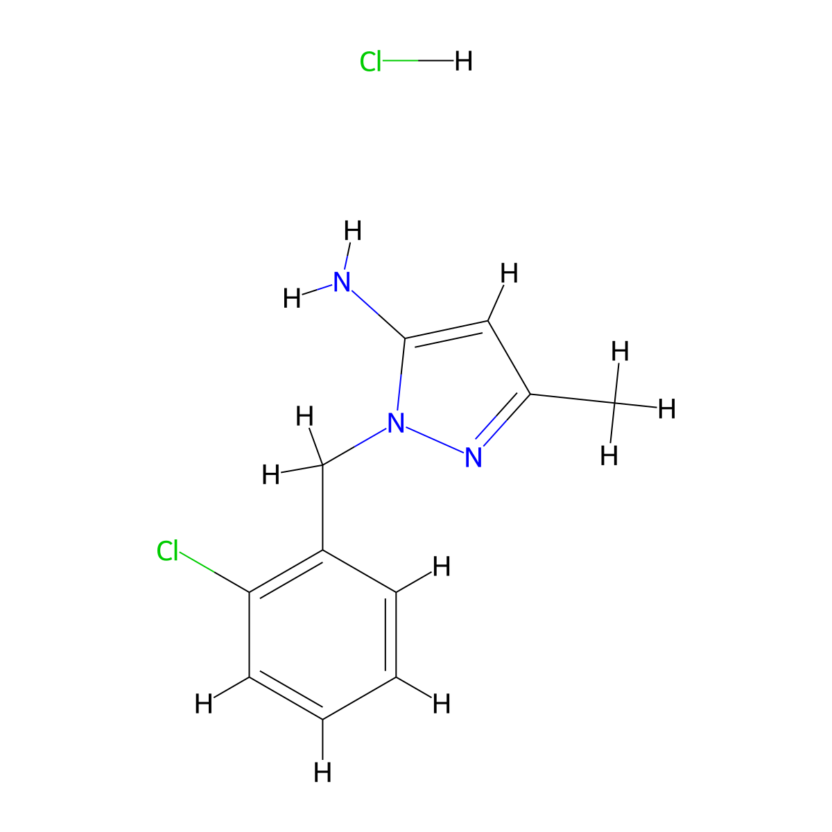 1-(2-Chlorobenzyl)-3-methyl-1H-pyrazol-5-amine hydrochloride molecular structure, CAS 1431966-66-3
