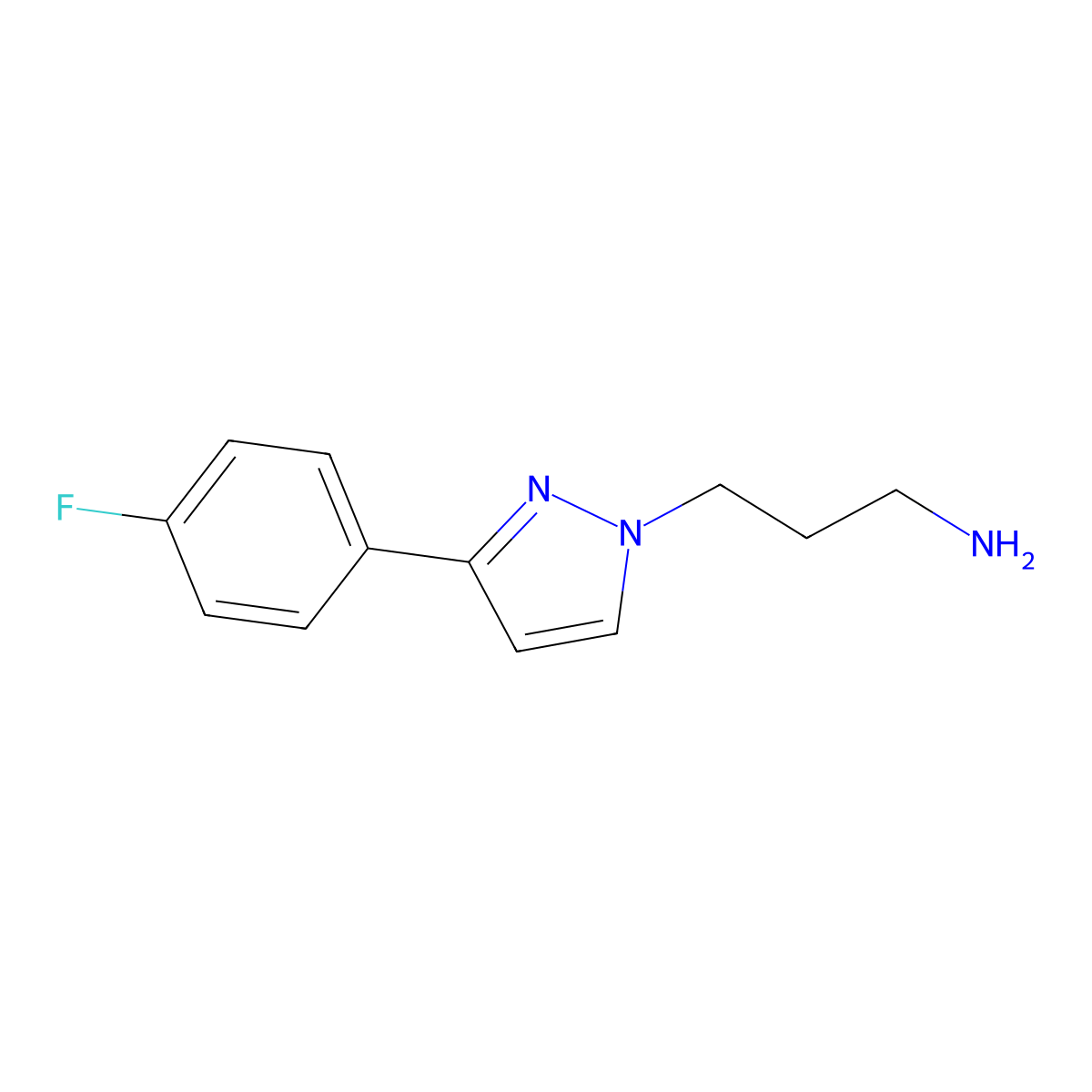 3-[3-(4-fluorophenyl)-1H-pyrazol-1-yl]propan-1-amine molecular structure, CAS 1431966-74-3