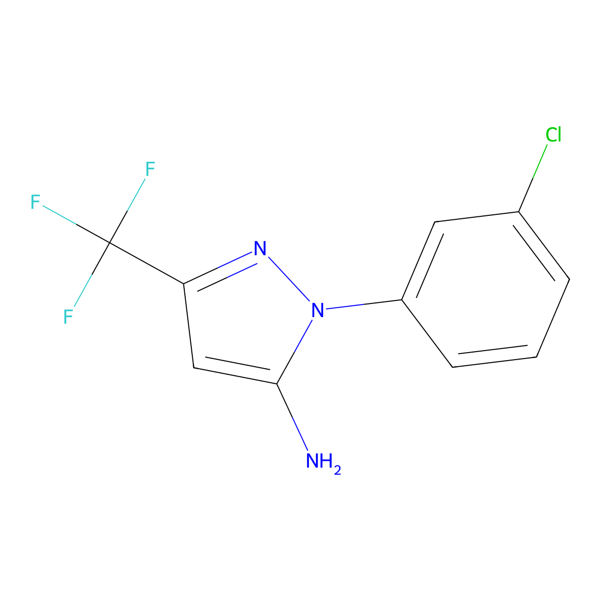 1-(3-chlorophenyl)-3-(trifluoromethyl)-1H-pyrazol-5-amine molecular structure, CAS 1431966-80-1