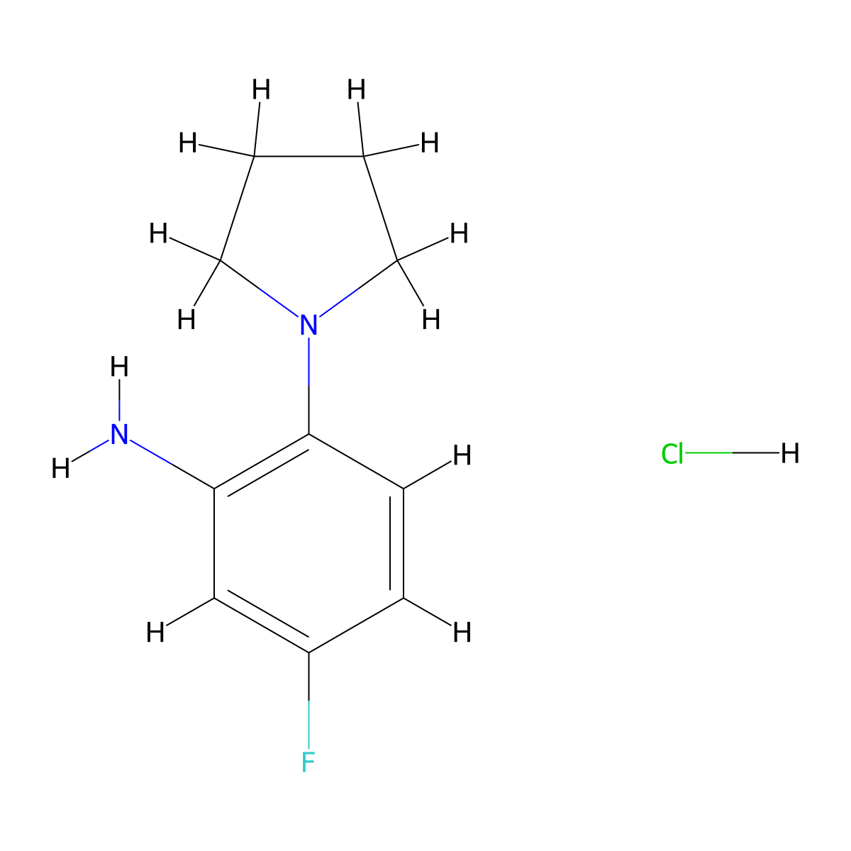 5-Fluoro-2-pyrrolidin-1-ylaniline hydrochloride molecular structure, CAS 1431966-86-7