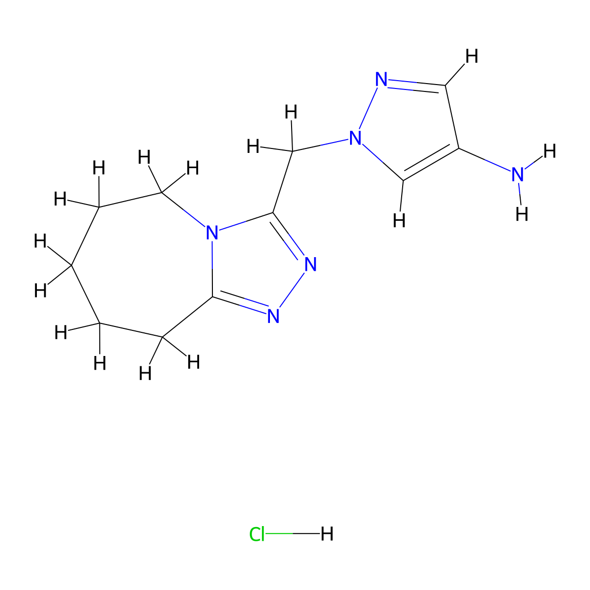 1-(6,7,8,9-Tetrahydro-5H-[1,2,4]triazolo[4,3-a]azepin-3-ylmethyl)-1h-pyrazol-4-amine hydrochloride molecular structure, CAS 1431967-69-9