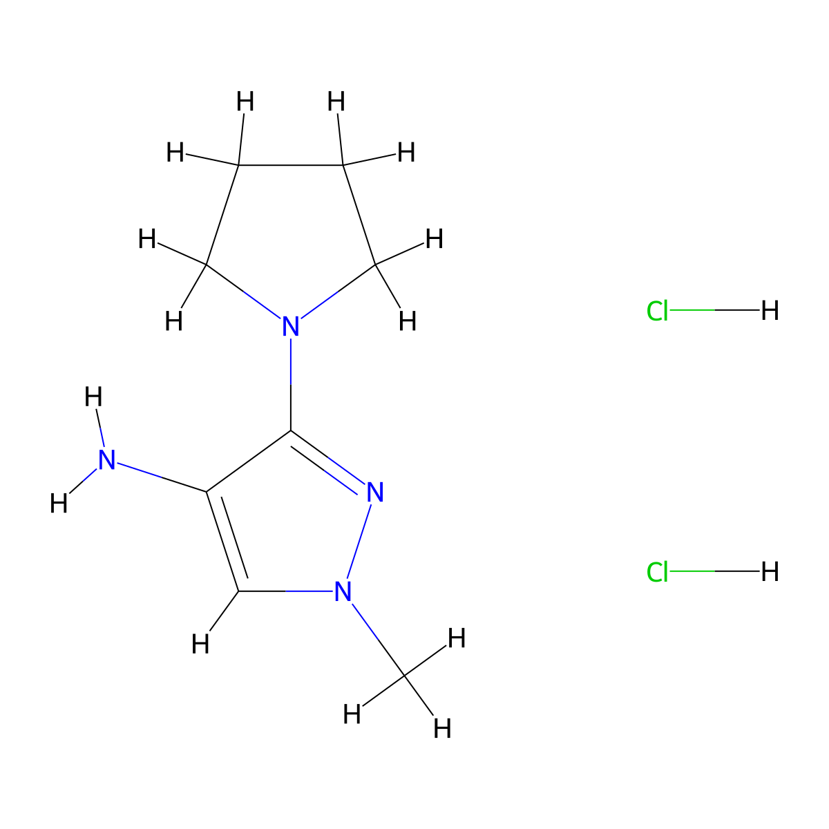 1-methyl-3-pyrrolidin-1-yl-1H-pyrazol-4-amine molecular structure, CAS 1431967-73-5
