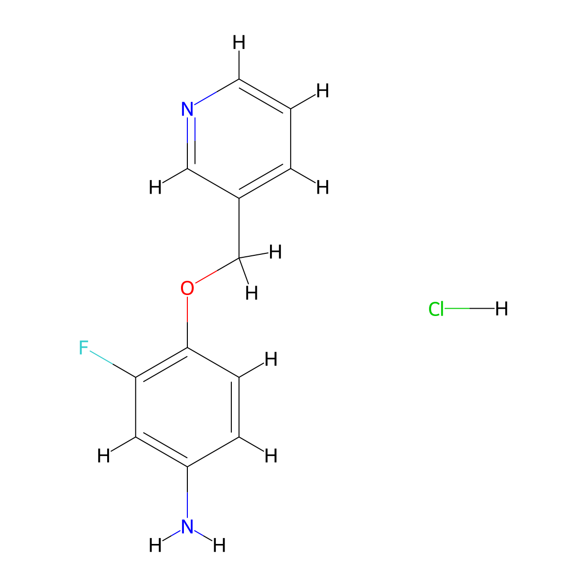 3-Fluoro-4-(pyridin-3-ylmethoxy)aniline hydrochloride molecular structure, CAS 1431967-87-1
