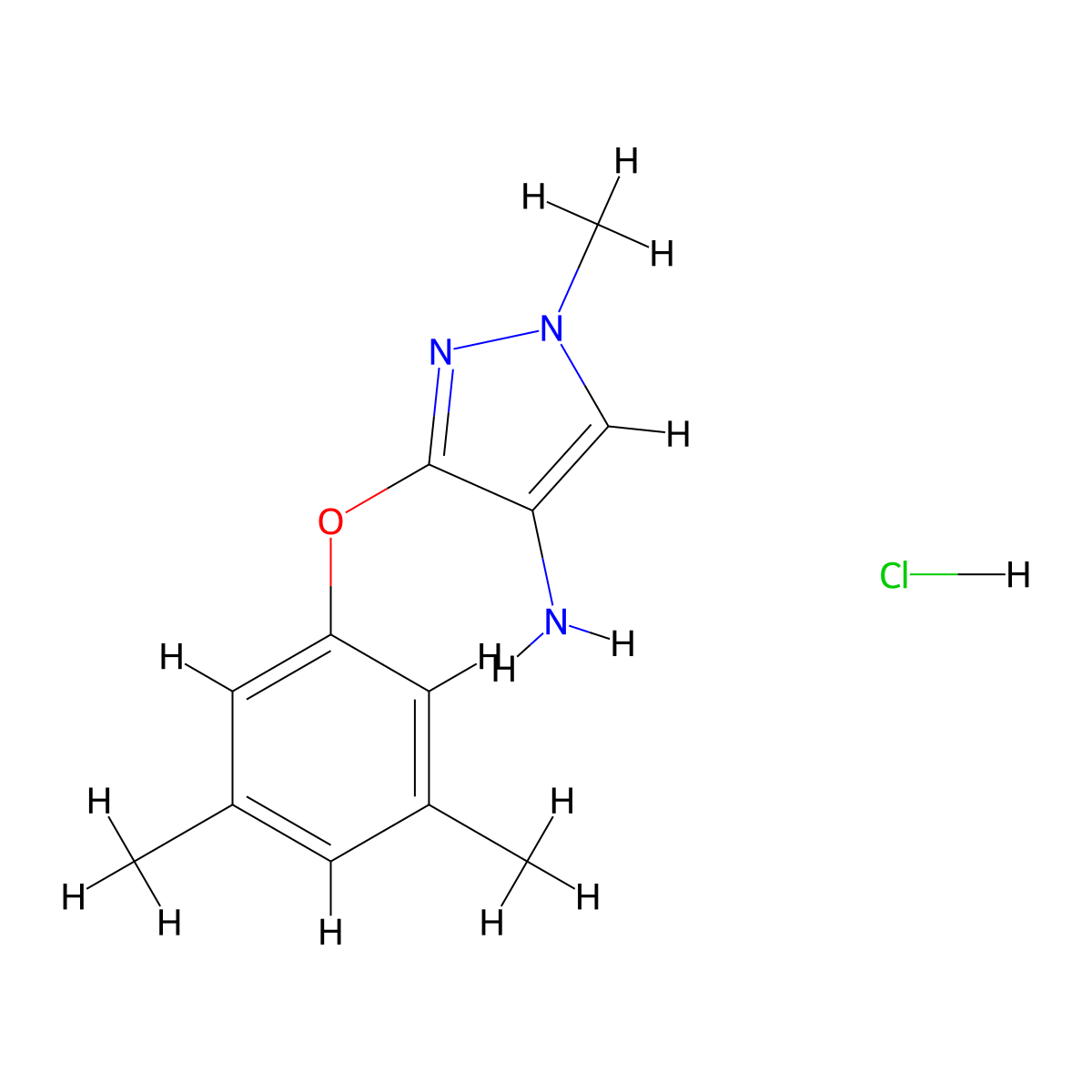 3-(3,5-Dimethylphenoxy)-1-methylpyrazol-4-amine;hydrochloride molecular structure, CAS 1431967-92-8