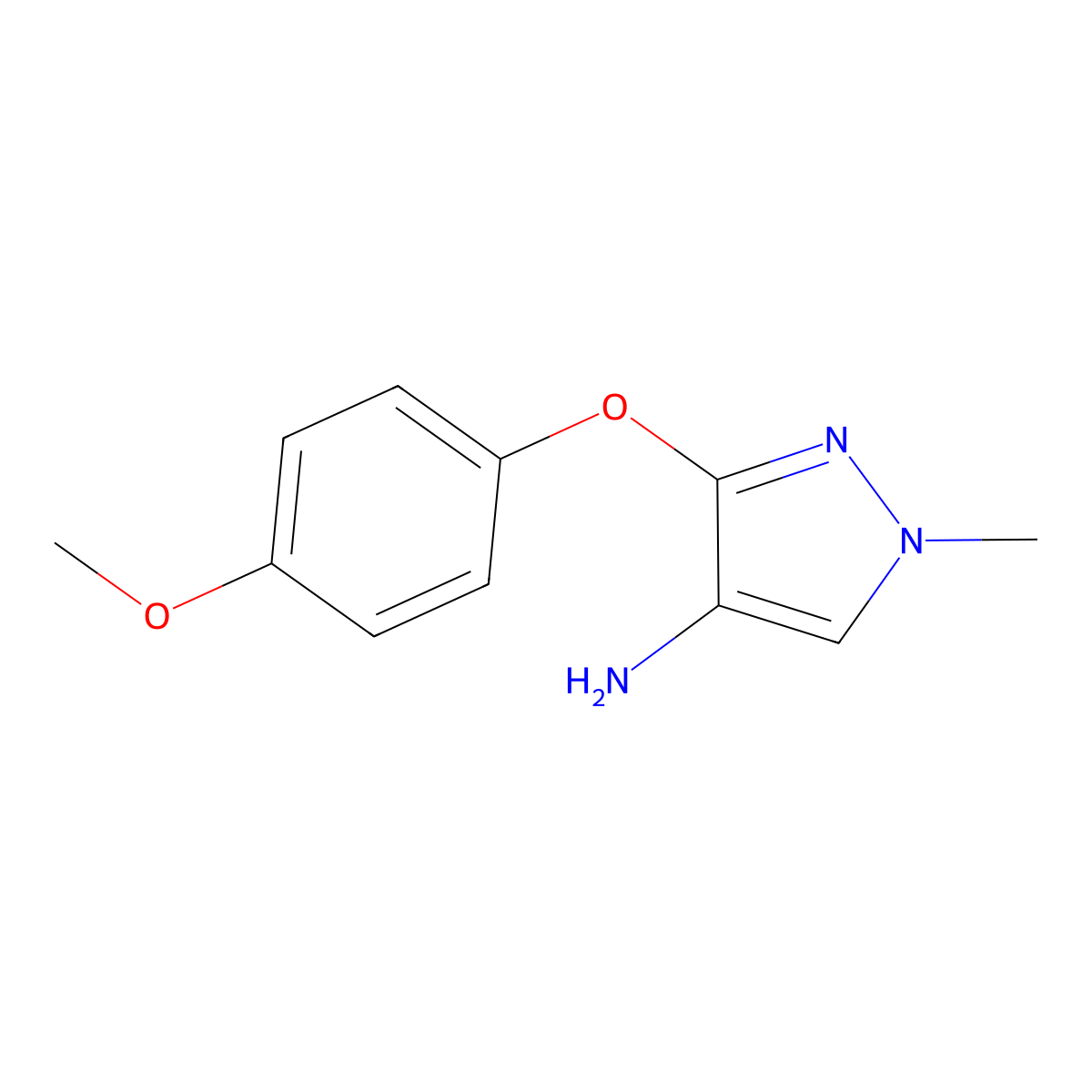 3-(4-Methoxyphenoxy)-1-methyl-1H-pyrazol-4-amine molecular structure, CAS 1431968-10-3