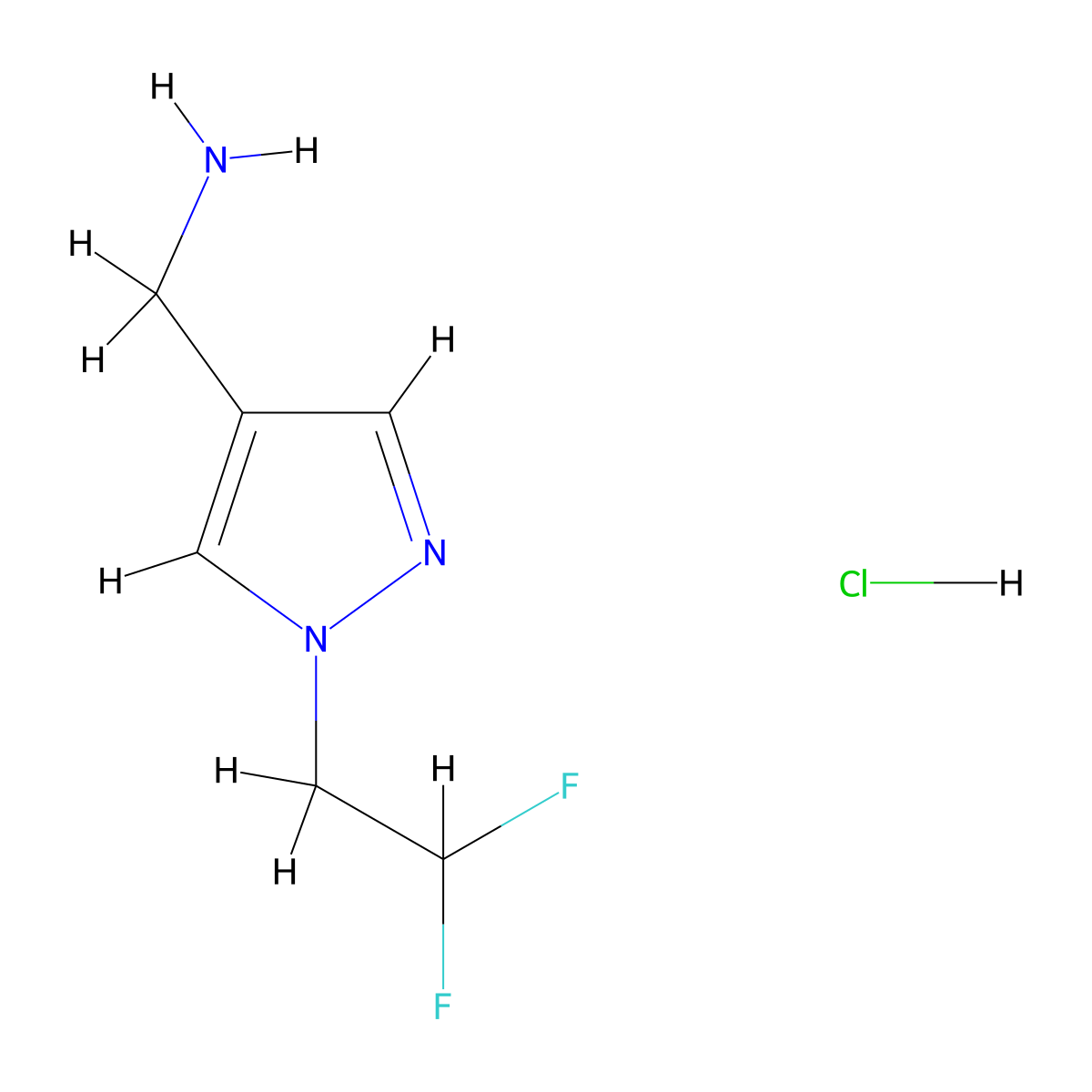 1-[1-(2,2-difluoroethyl)-1H-pyrazol-4-yl]methanamine hydrochloride molecular structure, CAS 1431969-89-9