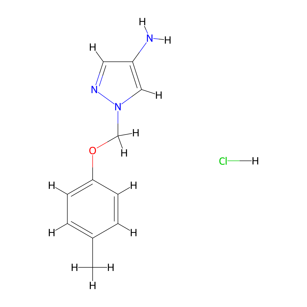 1-[(4-Methylphenoxy)methyl]-1H-pyrazol-4-amine hydrochloride molecular structure, CAS 1431969-96-8