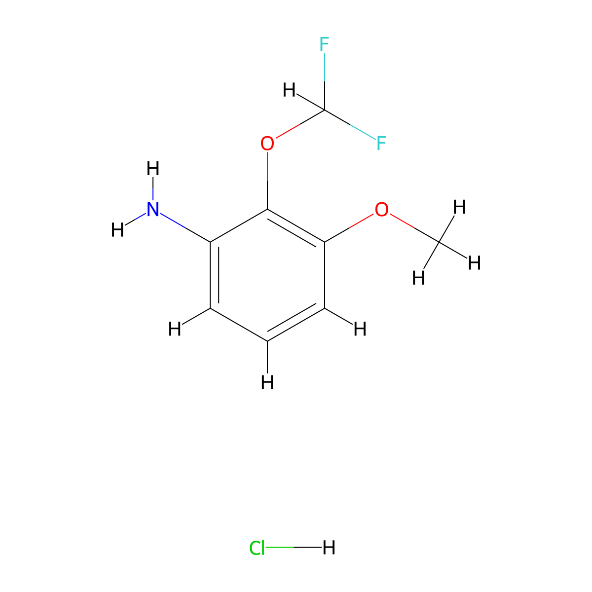 2-(Difluoromethoxy)-3-methoxyaniline hydrochloride molecular structure, CAS 1431969-97-9