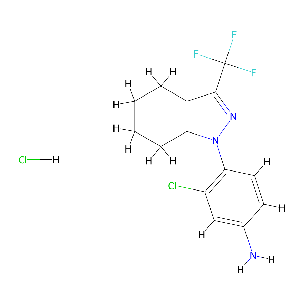 (3-Chloro-4-[3-(trifluoromethyl)-4,5,6,7-tetrahydro-1H-indazol-1-yl]phenyl)amine hydrochloride molecular structure, CAS 1431970-08-9