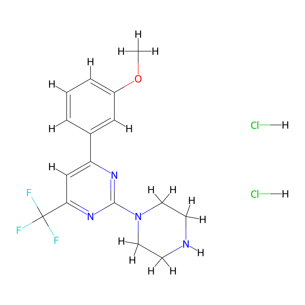 4-(3-Methoxyphenyl)-2-(piperazin-1-yl)-6-(trifluoromethyl)pyrimidine dihydrochloride molecular structure, CAS 1431970-11-4