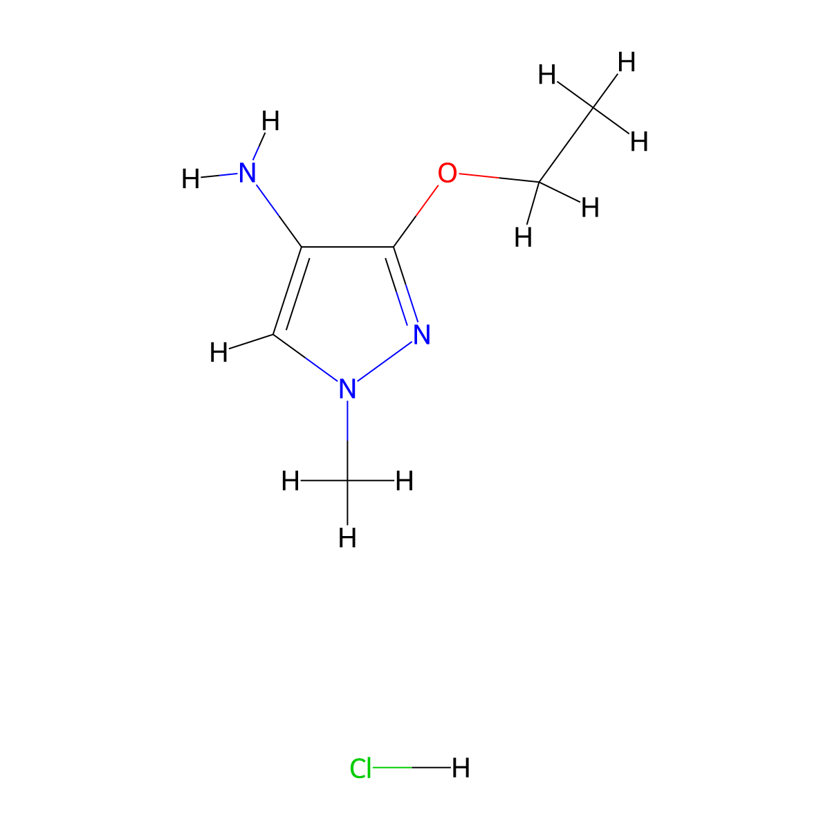 3-Ethoxy-1-methyl-1H-pyrazol-4-amine hydrochloride molecular structure, CAS 1431970-13-6