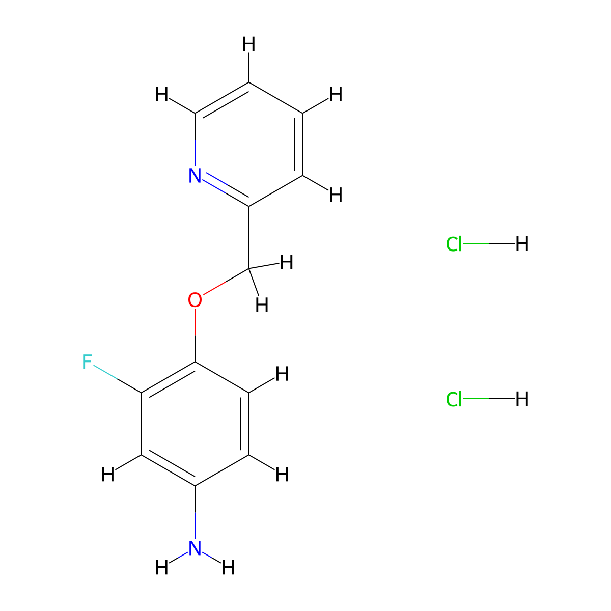 3-Fluoro-4-(pyridin-2-ylmethoxy)aniline dihydrochloride molecular structure, CAS 1431970-14-7