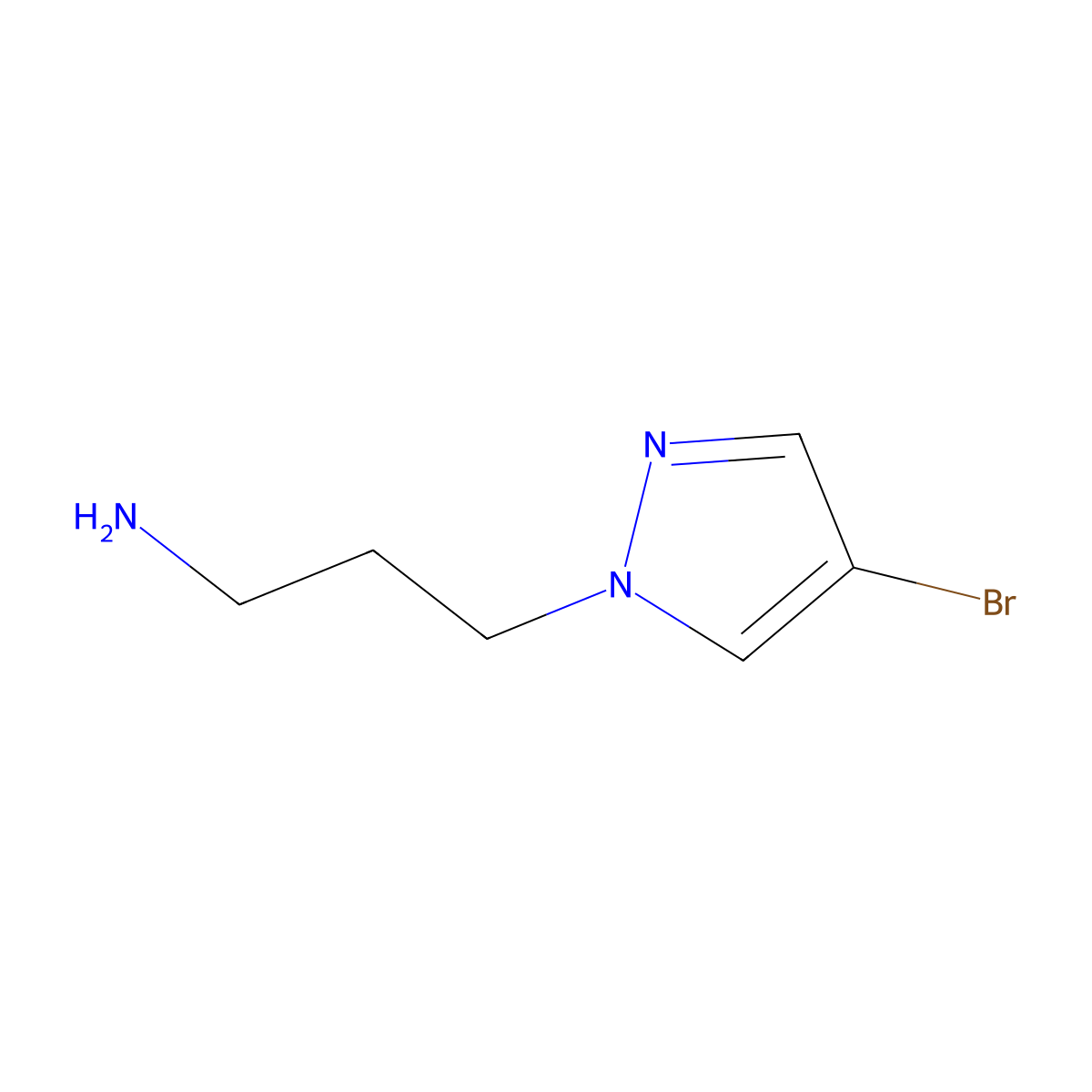 3-(4-bromo-1H-pyrazol-1-yl)propan-1-amine molecular structure, CAS 1431970-16-9