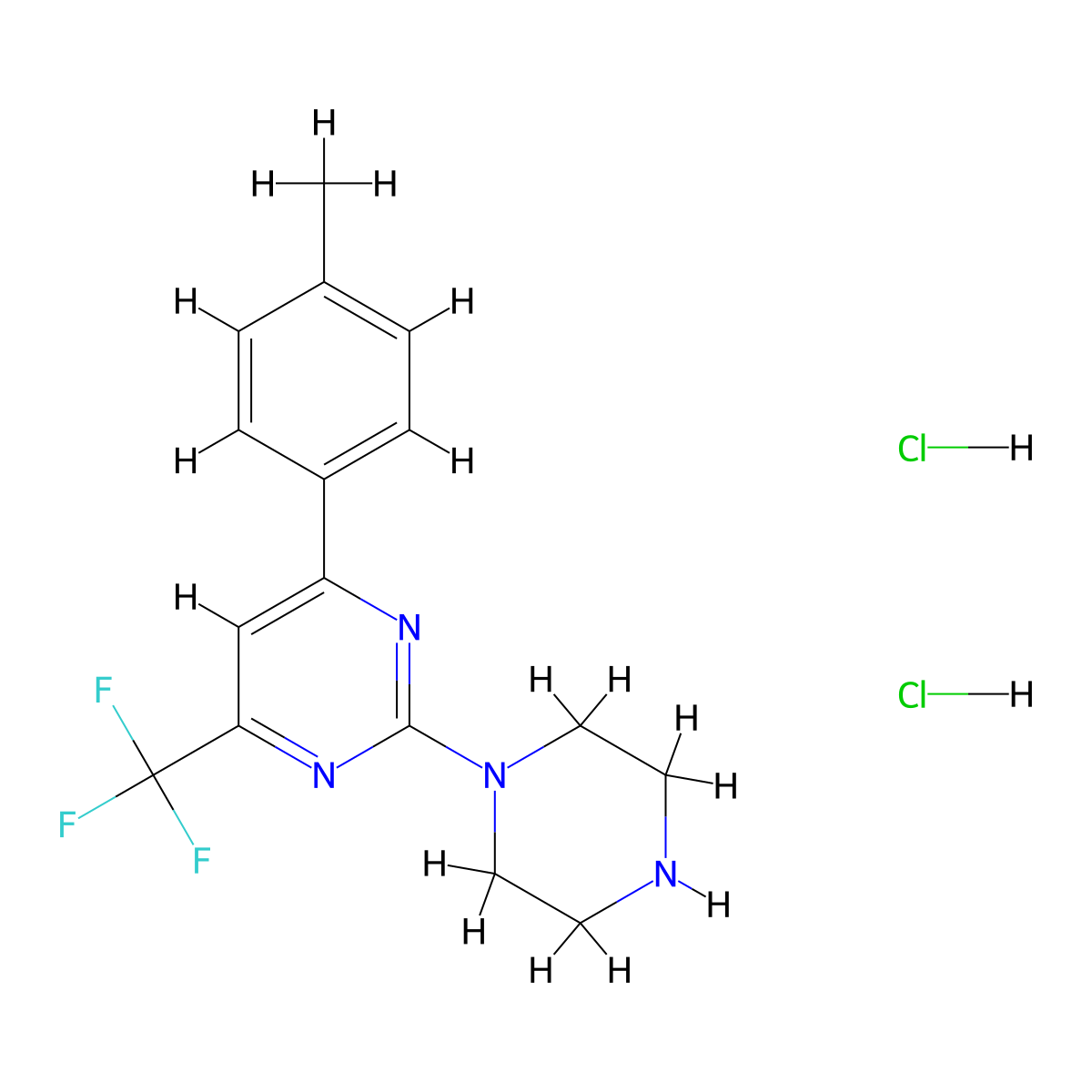 4-(4-Methylphenyl)-2-piperazin-1-yl-6-(trifluoromethyl)pyrimidine dihydrochloride molecular structure, CAS 1431970-20-5